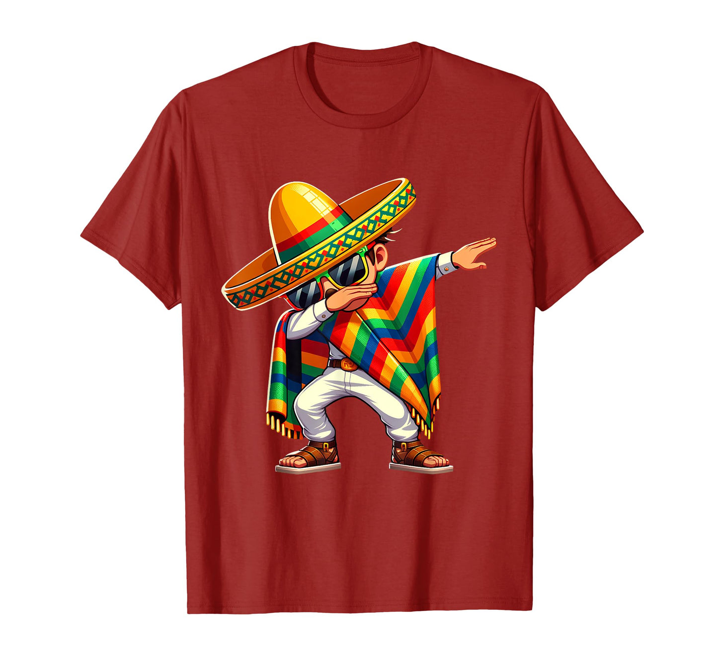 Dabbing Mexican Sunglasses Cinco de Mayo Dab Boys Girls Kids T-Shirt