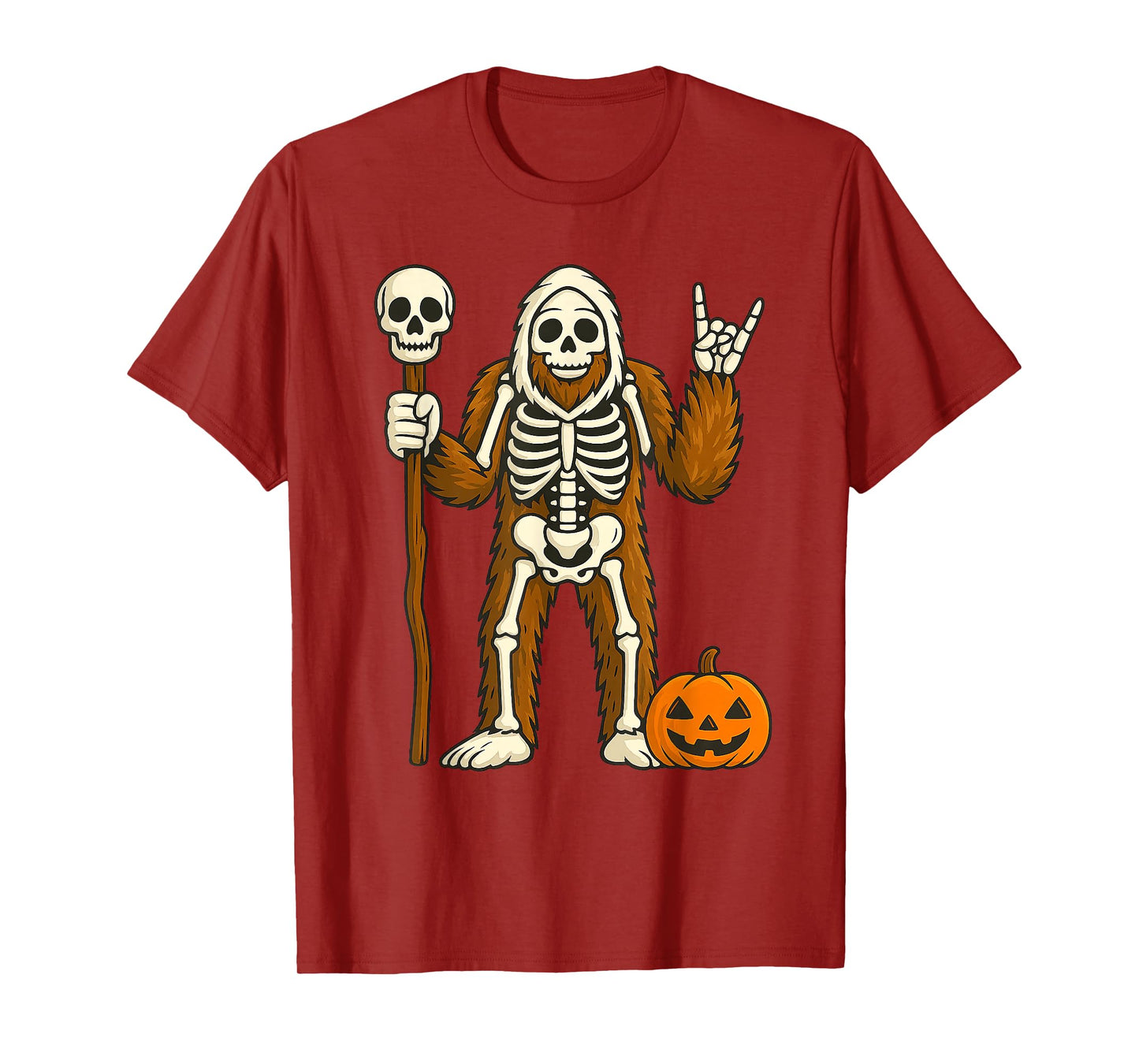 Halloween Skeleton Bigfoot Rock Pumpkin Skull Men Boys T-Shirt