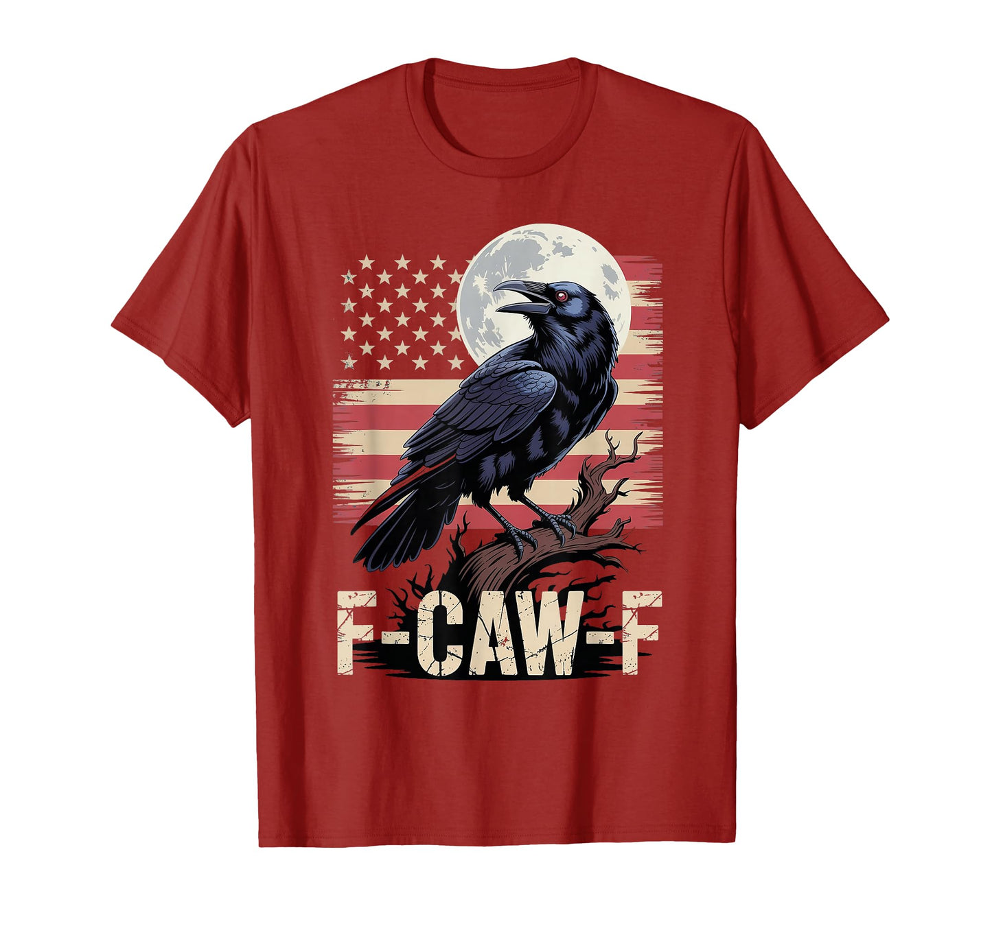 F-Caw-F Black Crow Black Bird Vintage USA Flag F Caw F T-Shirt