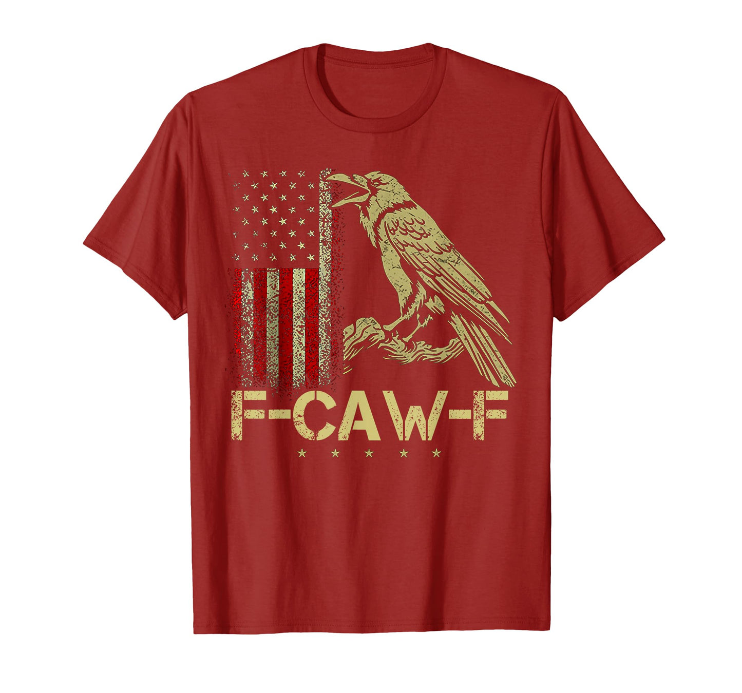 F-Caw-F Black Crow Black Bird, Vintage USA Flag F-Caw-F Crow T-Shirt