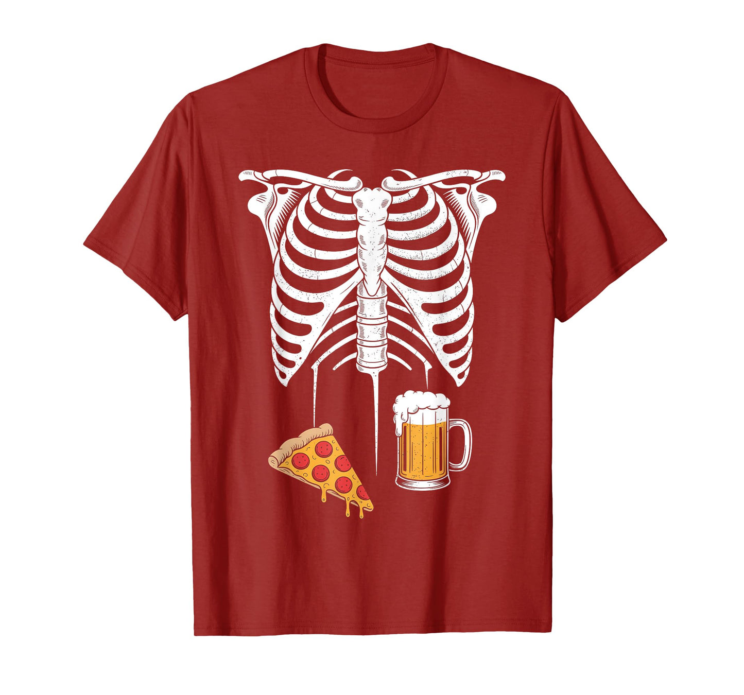 Skeleton Beer Pizza Halloween Funny Pregnancy Couple T-Shirt