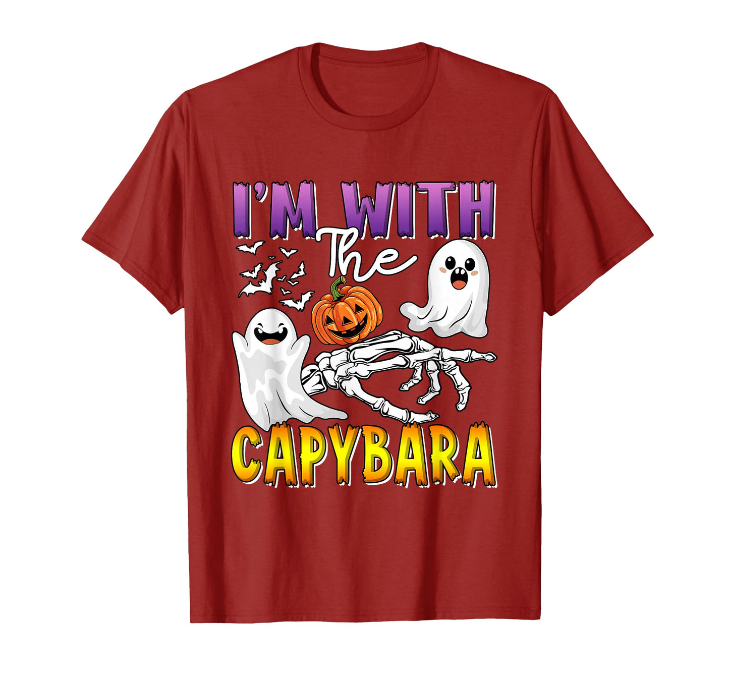 I'm with Capybara Halloween Boo Ghost Funny Joke Single T-Shirt
