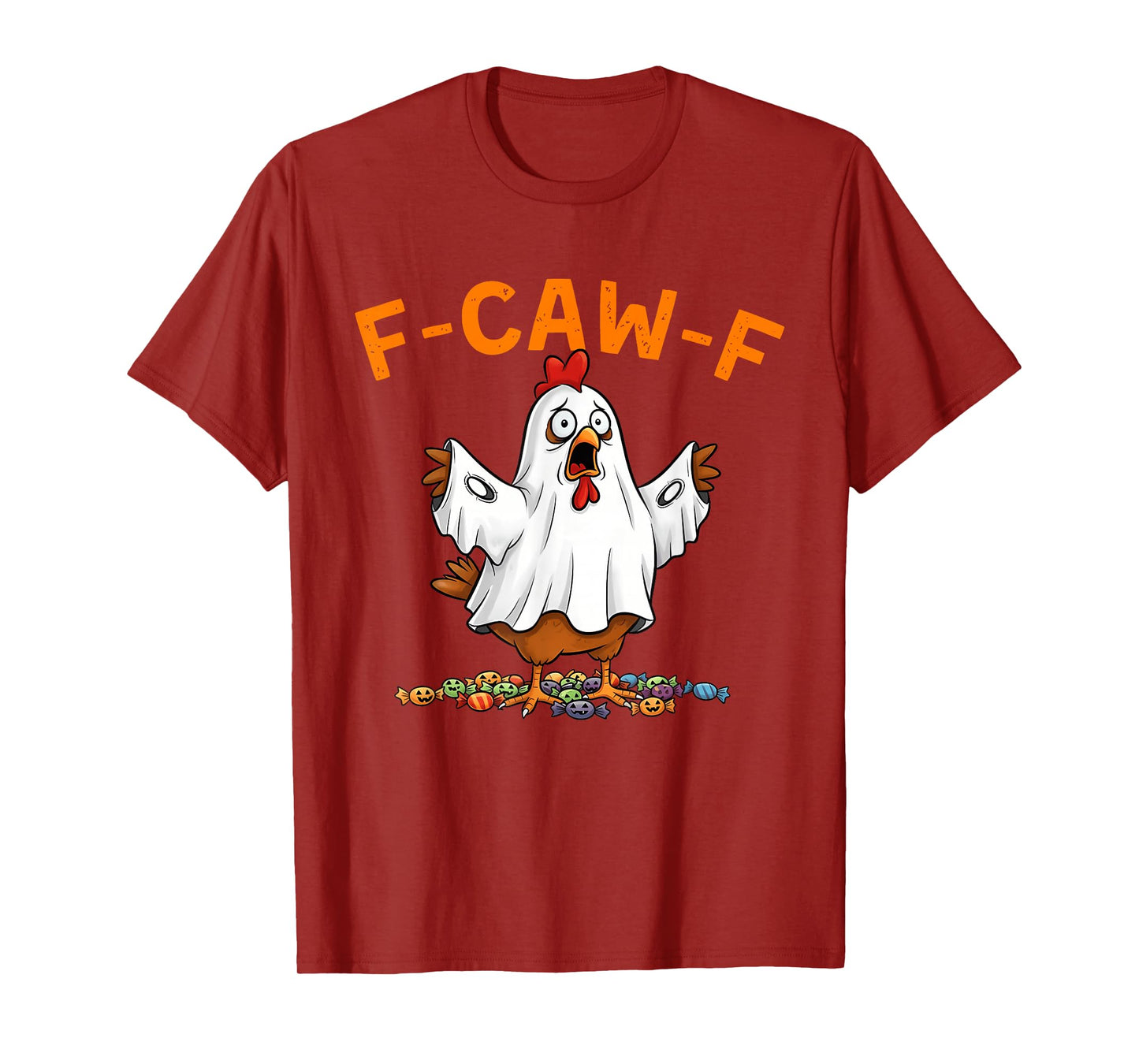 F-Caw-F Funny Chicken Ghost Humor F-Caw-F Rooster Halloween T-Shirt