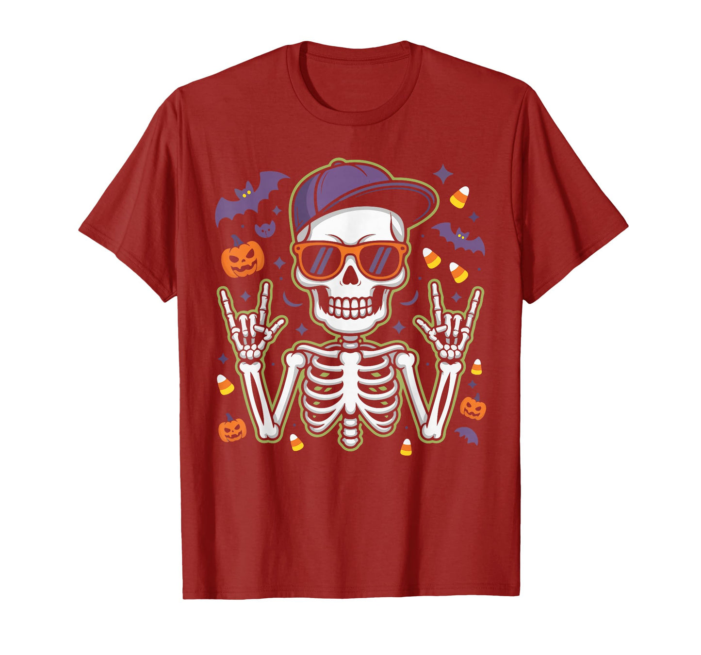 Bruh Punk Rock Skeleton Cool Rocker Halloween Men Boys Kids T-Shirt