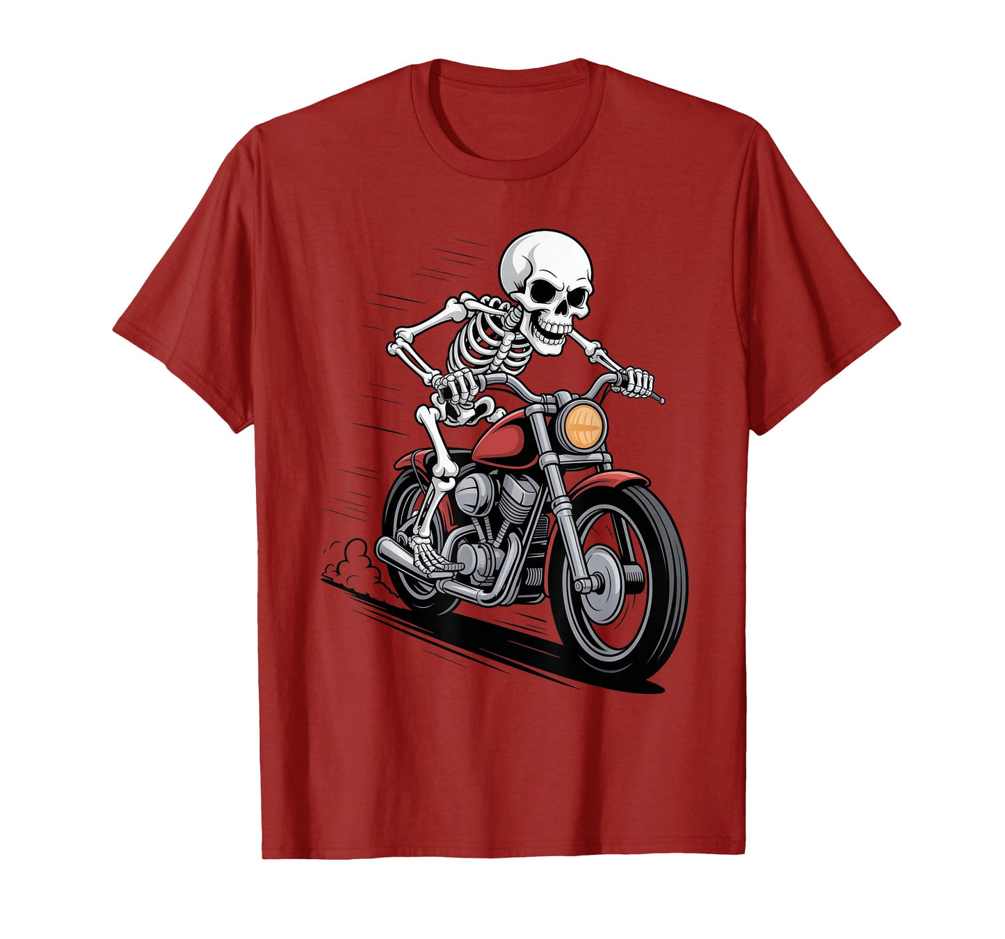 Funny Creepy Skeleton Ride a Motorbike Halloween Costume T-Shirt