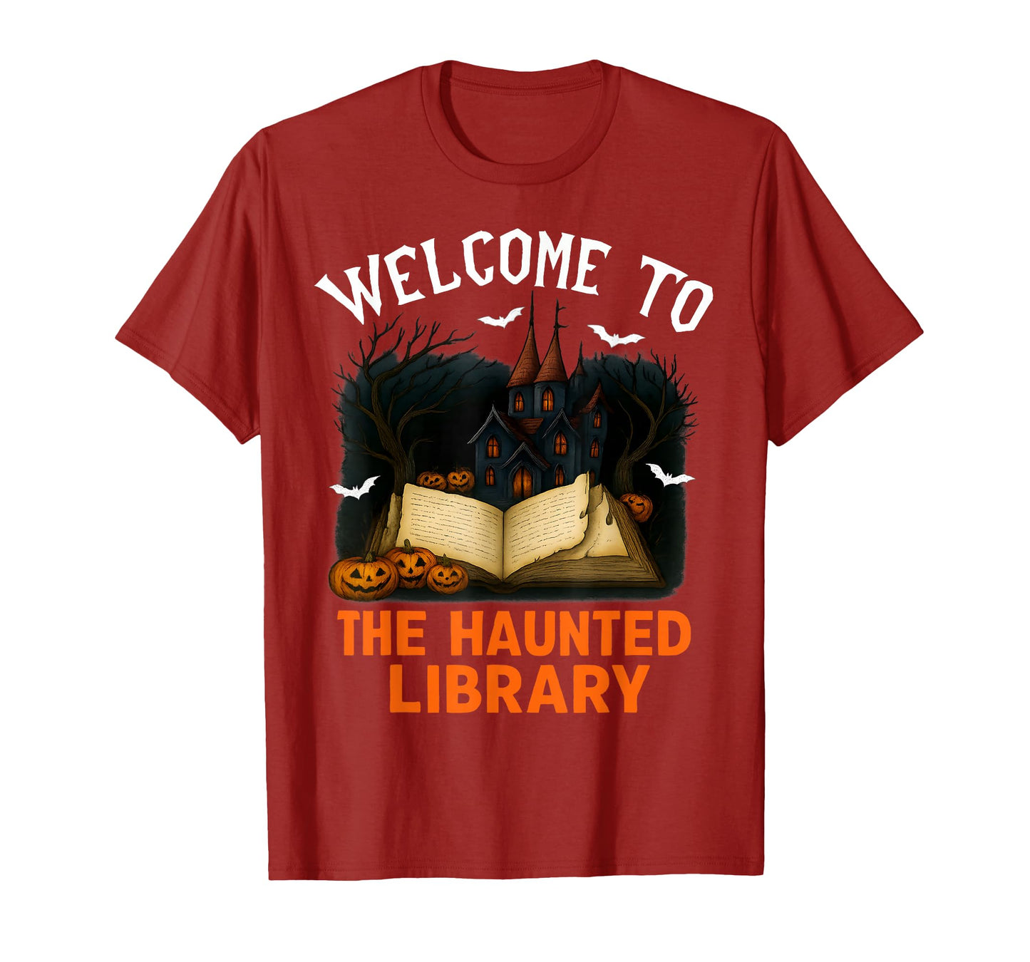 Retro Funny Halloween Welcome to The Haunted Library T-Shirt