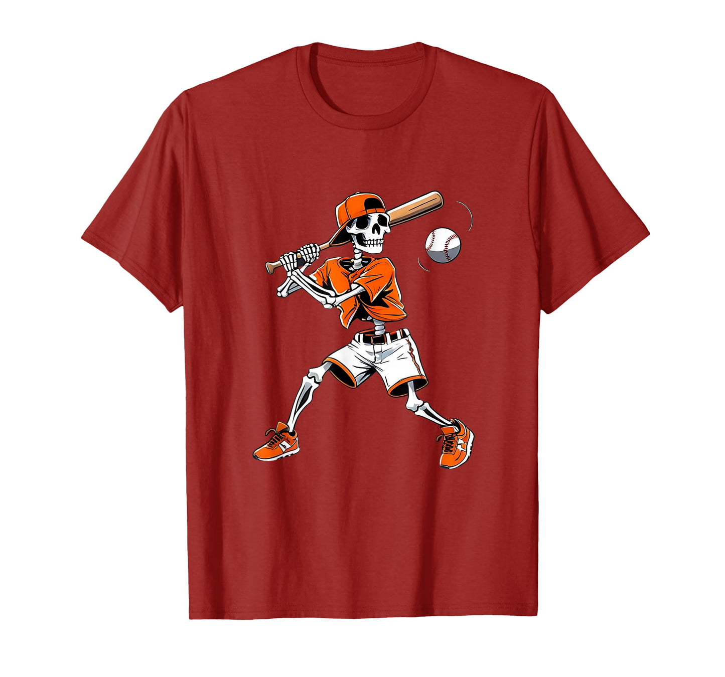 Skeleton Baseball Player Swinging Bat Halloween Fun T-Shirt