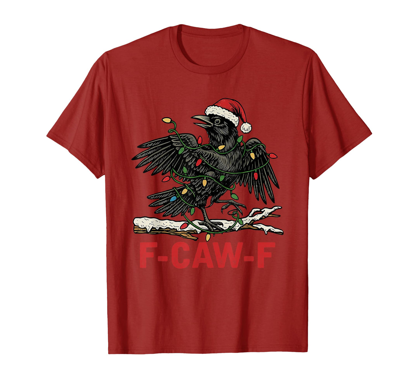 Vintage Santa Black Bird F-Caw-F Christmas T-Shirt
