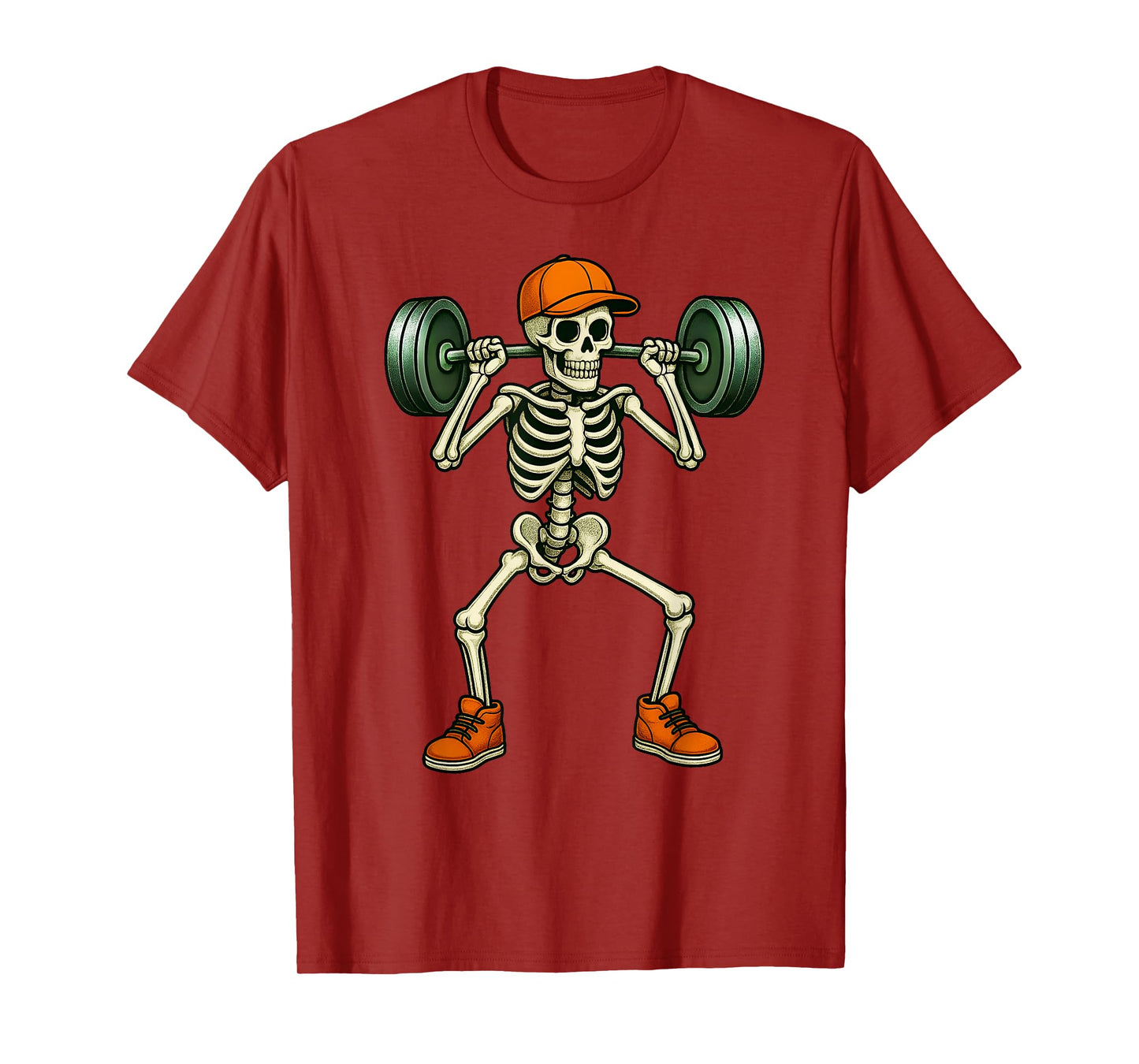 Skeleton Halloween Weight Lifting Workout Boys Kids Men T-Shirt