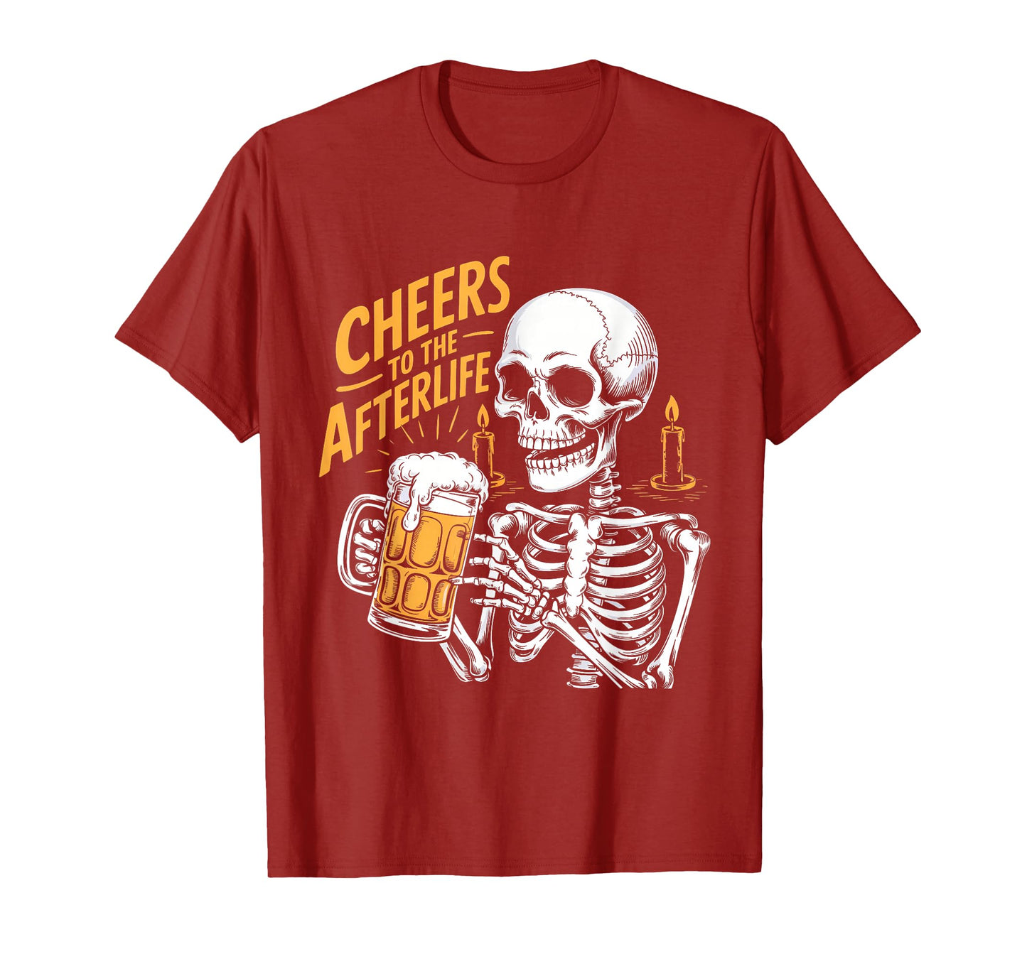 Funny Cheers to The Afterlife Party Skeleton Design T-Shirt