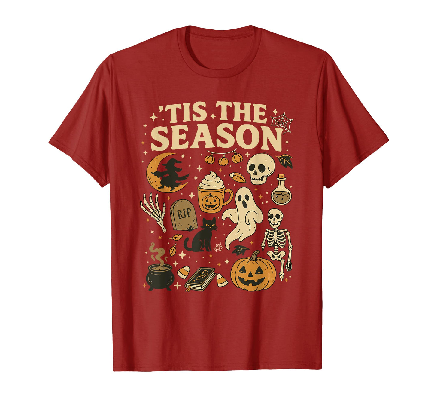 Tis The Season for Fall with Halloween Skeleton Ghost Witch T-Shirt