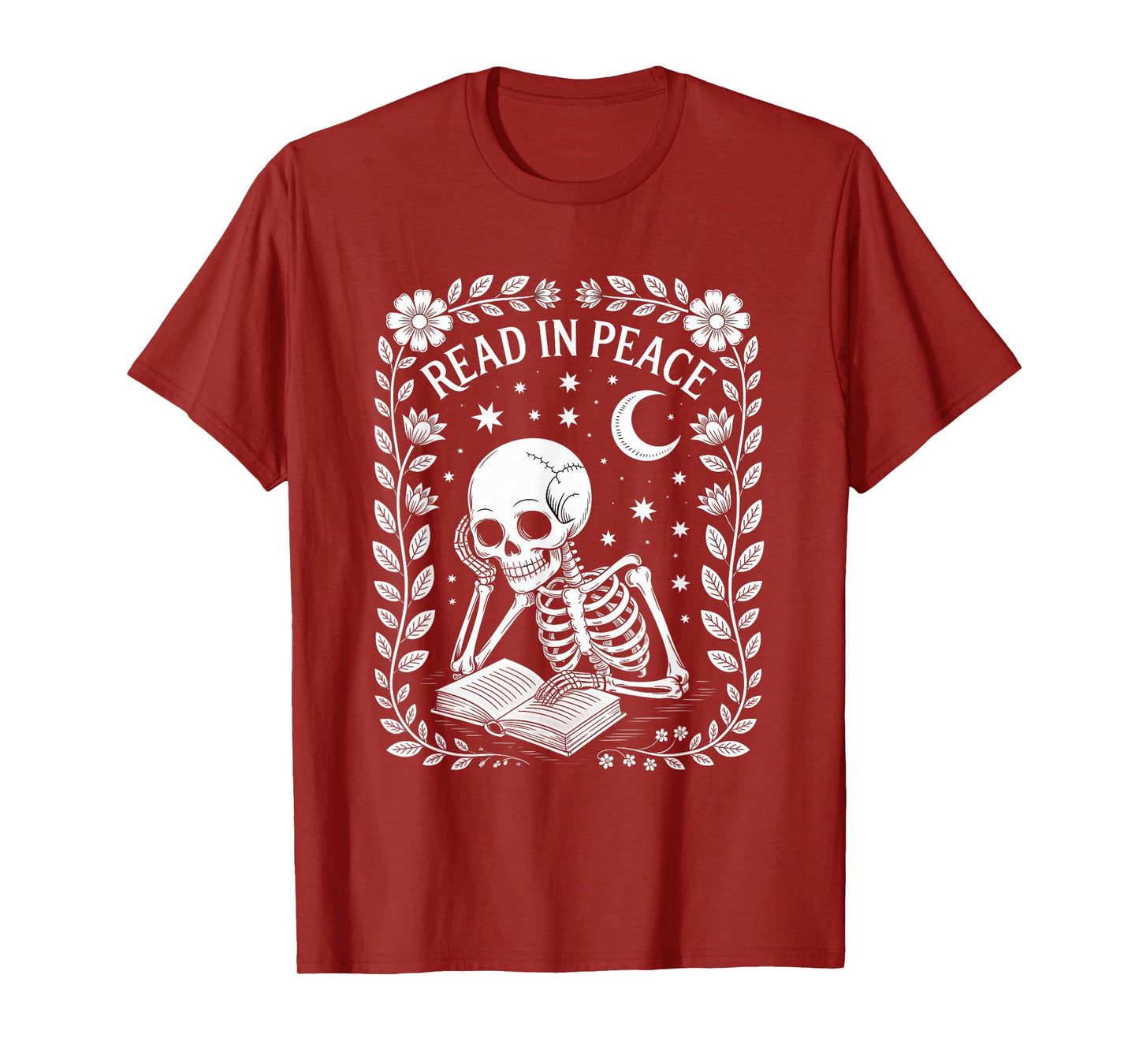 Read in Peace Skeleton Book Reader Halloween Bookworm T-Shirt