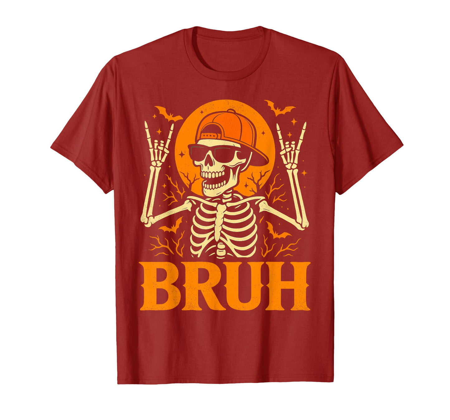 Cool Bruh Skeleton Rock On Halloween Men Boys Kids T-Shirt