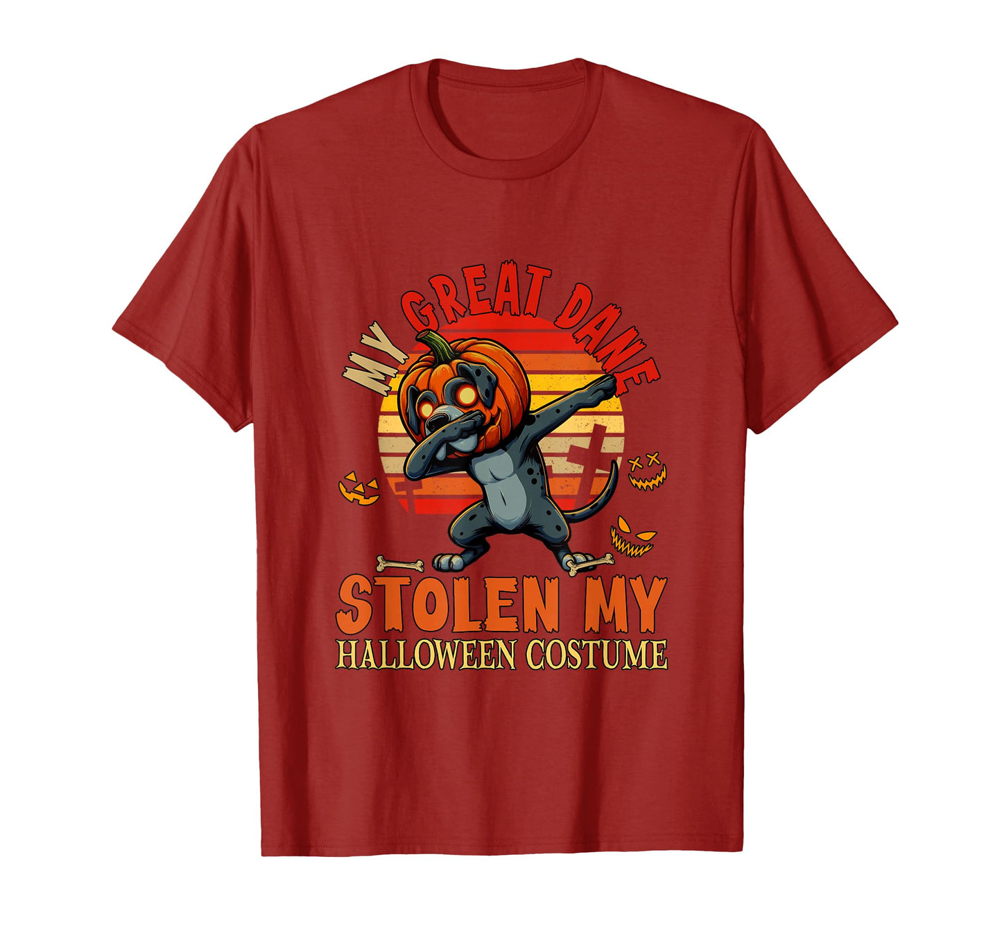 Great Dane Stolen My Halloween Costume Dog Carved Pumpkin T-Shirt