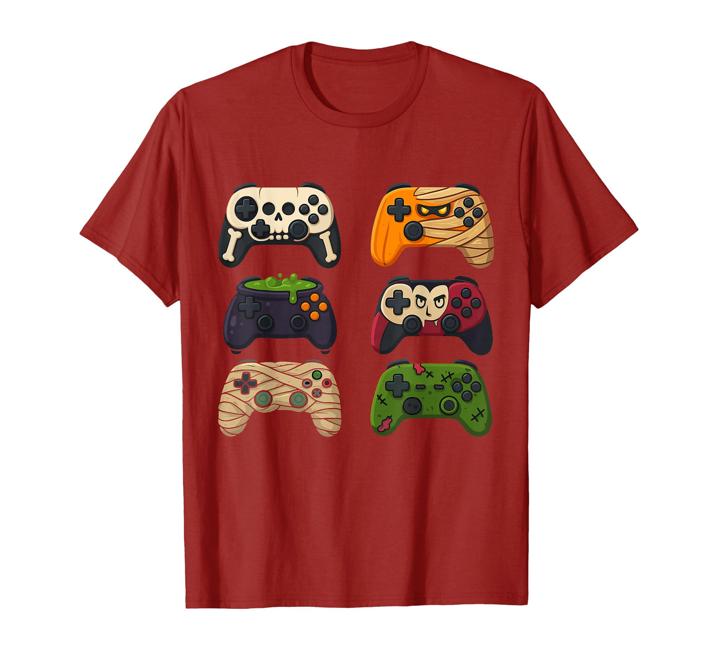 Halloween Skeleton Funny Spooky Gaming Controllers Boys Kids T-Shirt
