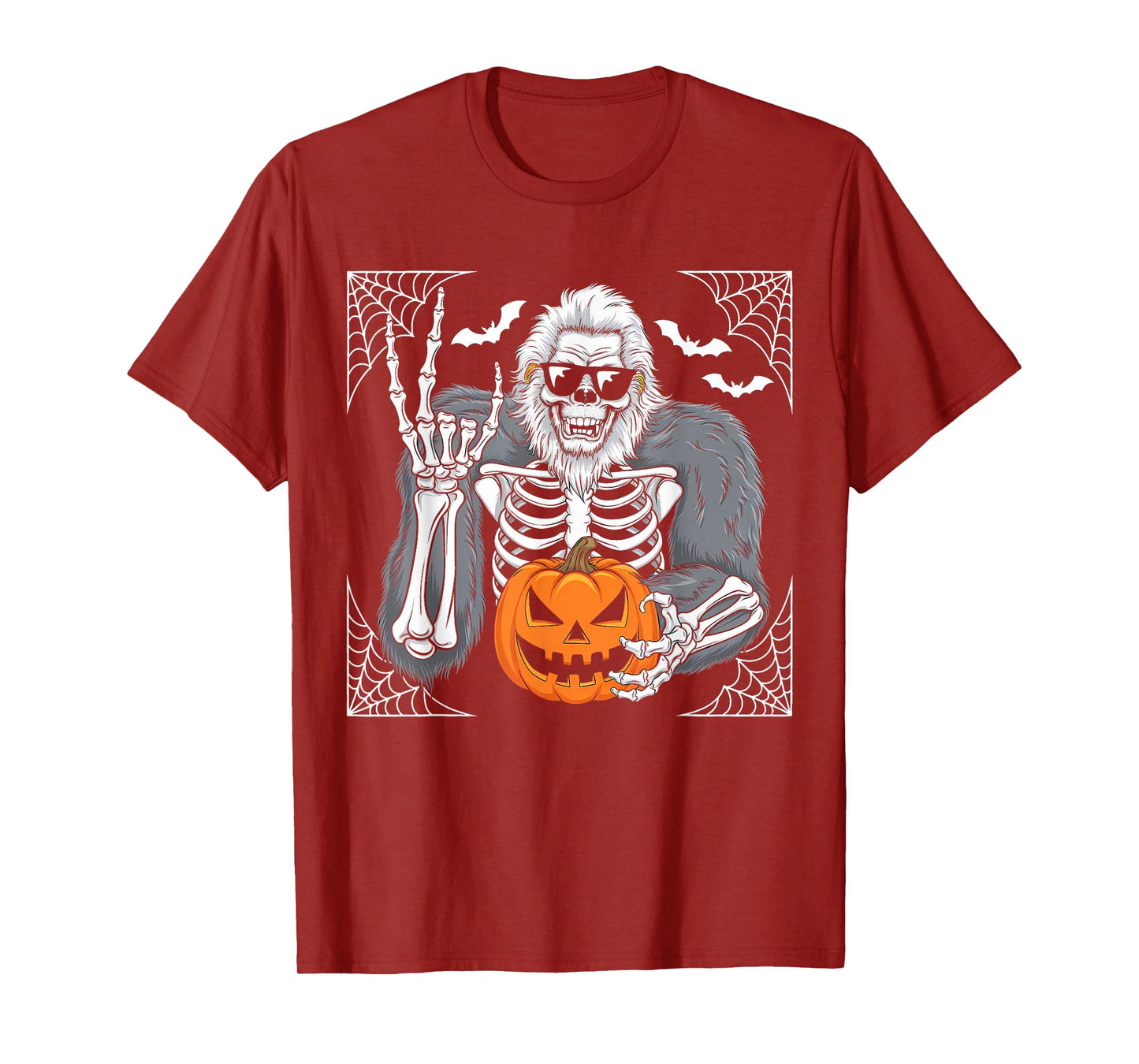 Spooky Bigfoot Jack O Lantern Skeleton Fun Halloween Boys T-Shirt