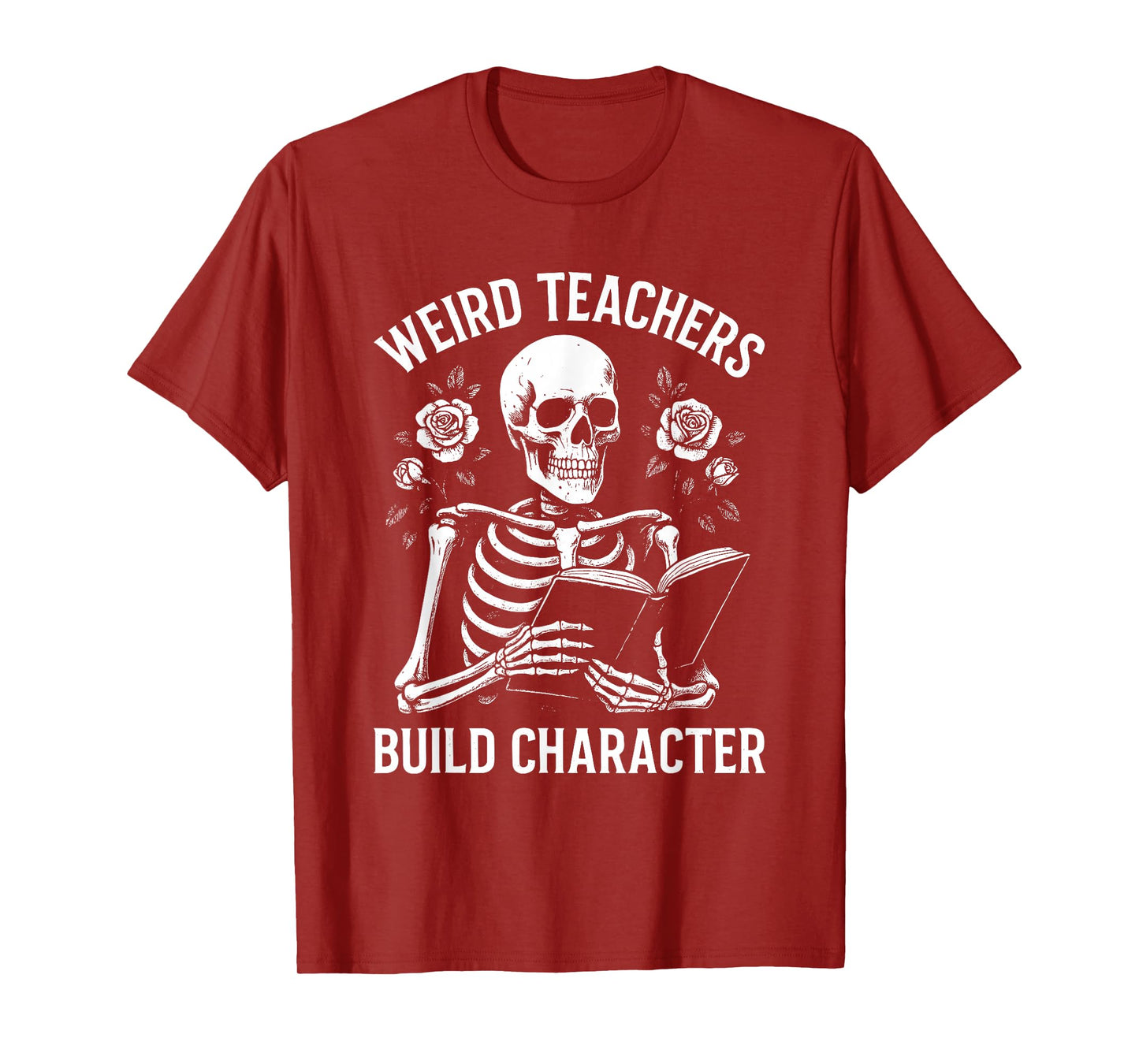Skeleton Reading Book Floral Skull Halloween Teacher Costume T-Shirt