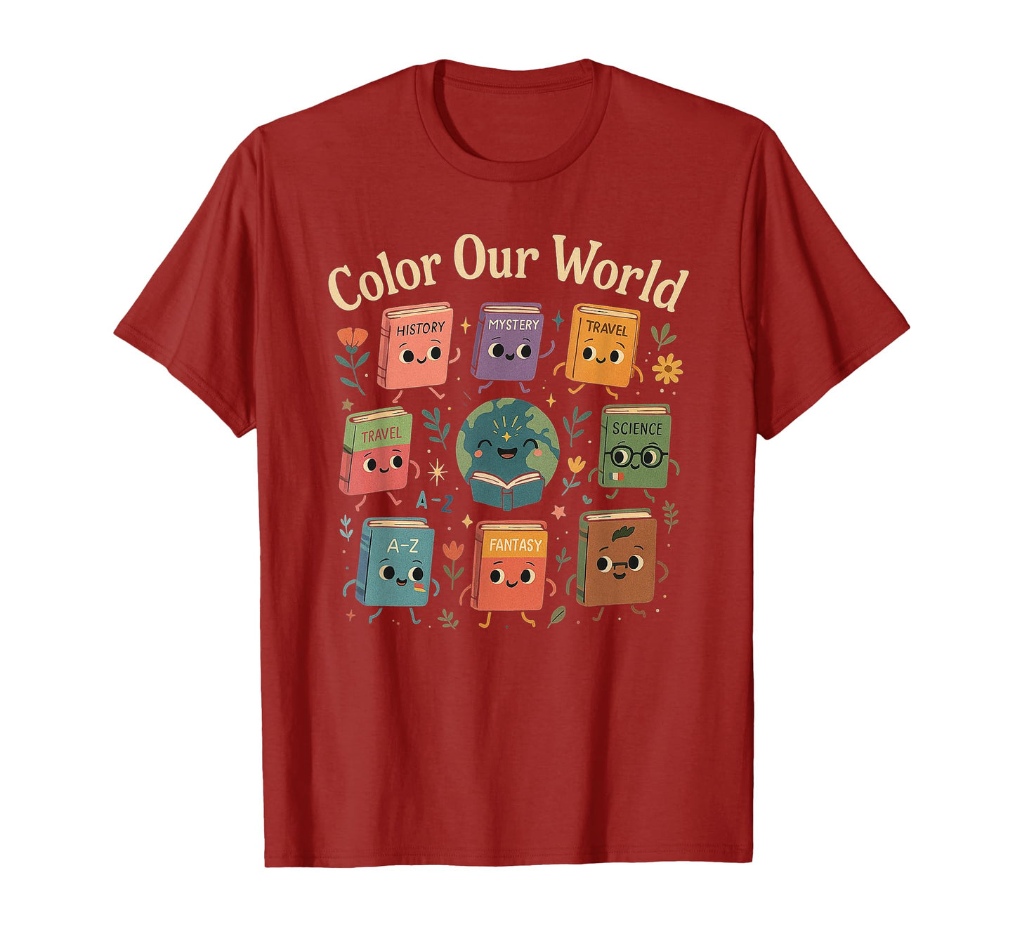 Color Our World Summer Reading 2025 Librarian Teacher Kids T-Shirt