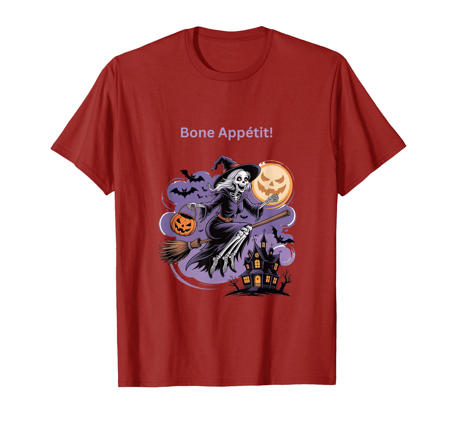 Flying Halloween Witch Skeleton Vintage Bone Appétit T-Shirt