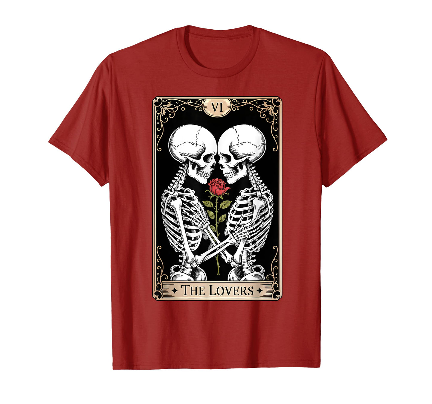 Tarot Card The Lovers Skeleton Goth Halloween Witch T-Shirt