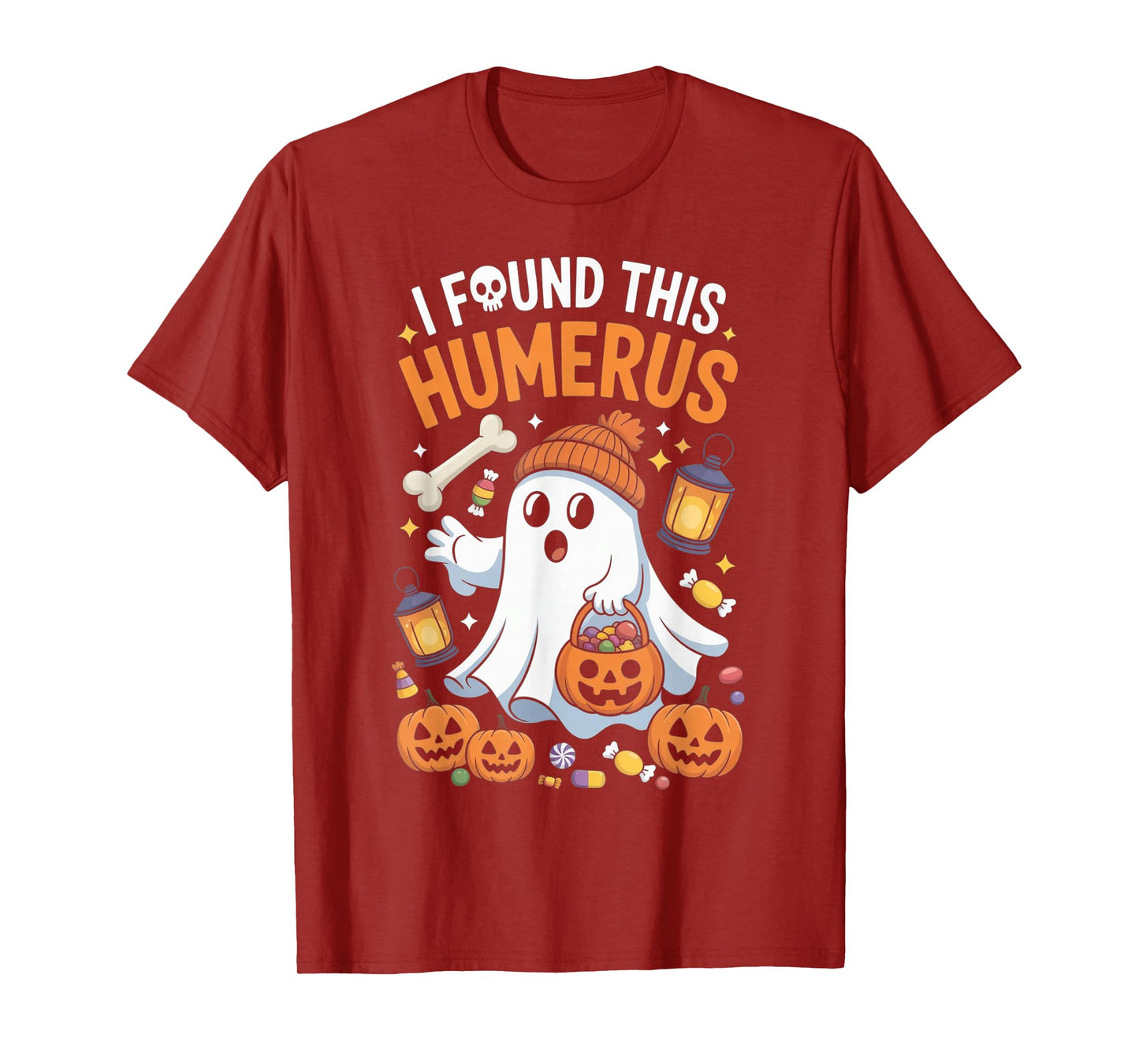 Ghost I Found This Humerus Halloween Skeleton Women Gifts T-Shirt