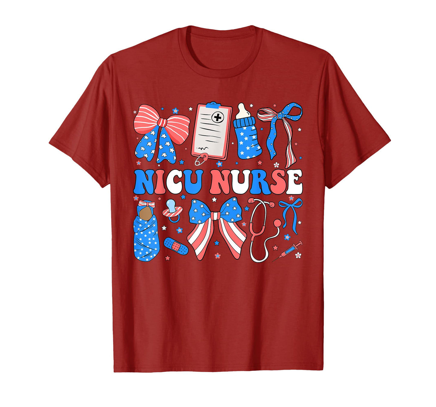 NICU Nurse 4th Of July American Flag Patriotic Nicu Nurse T-Shirt