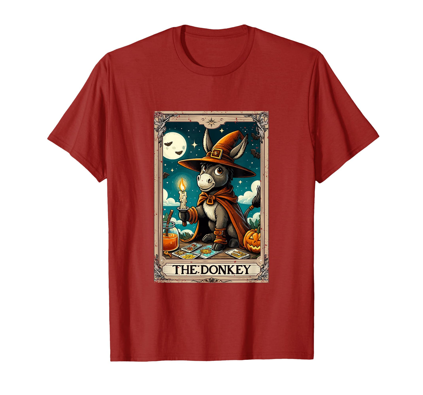 The Donkey Halloween Witch Cute Tarot Card Lover Player T-Shirt