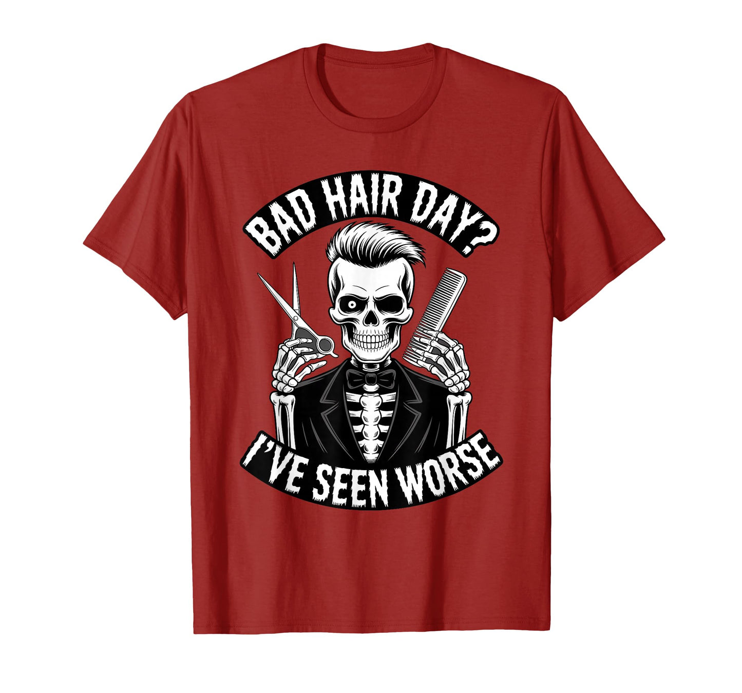 Skeleton Barber Halloween Funny Spooky Hair Stylis T-Shirt