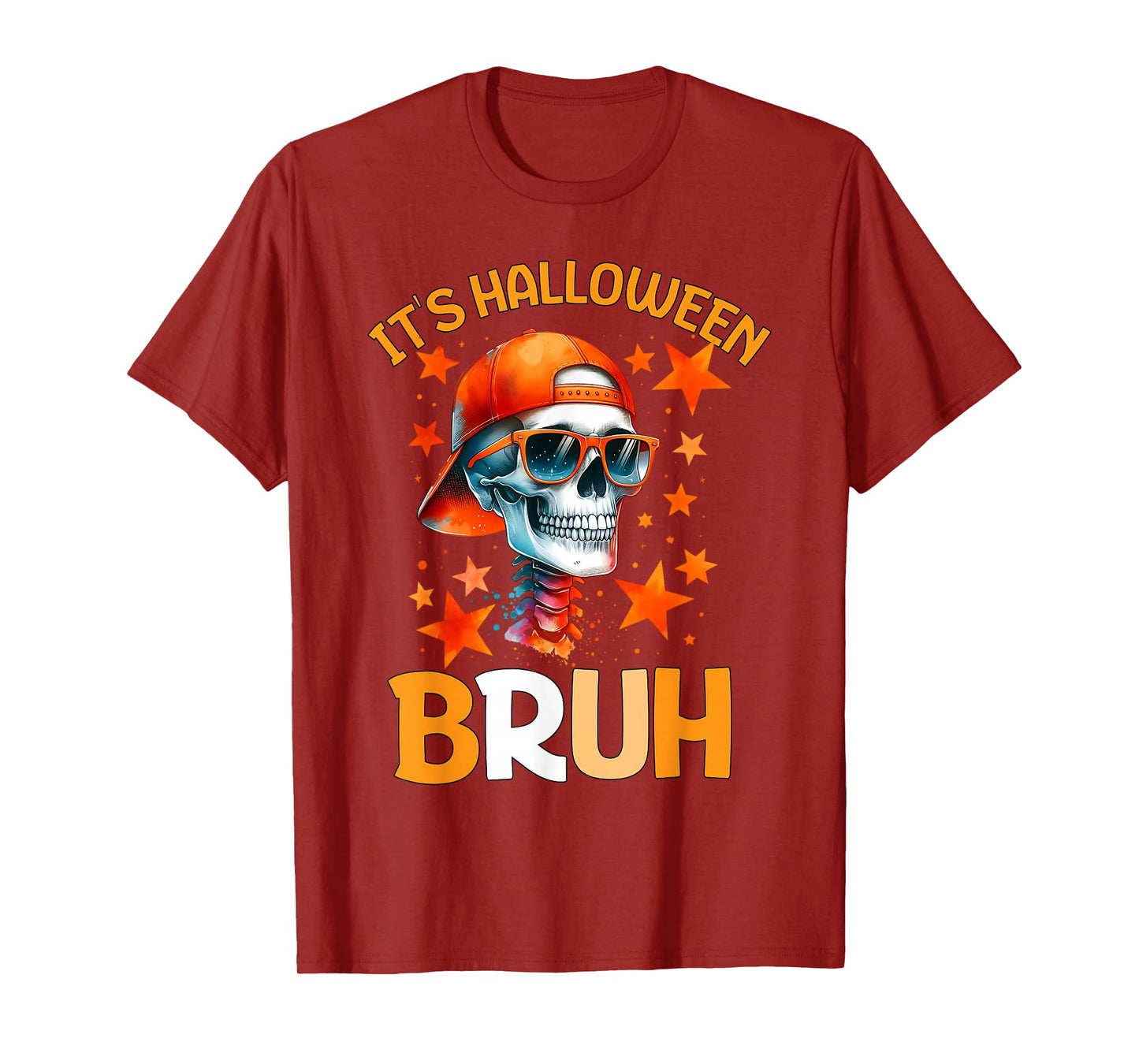 Bruh Halloween Boys Kids Halloween Skeleton T-Shirt