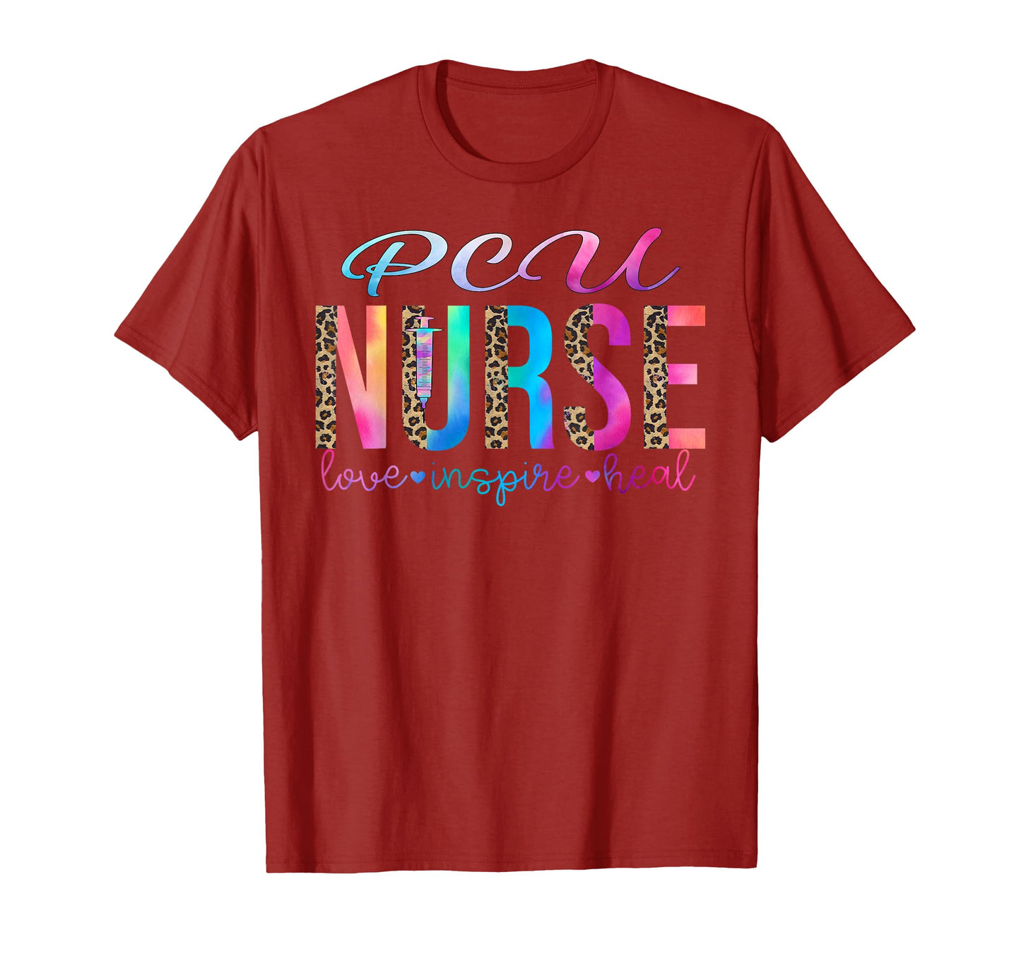PCU nurse love inspire heal watercolor T-Shirt, Small, Black