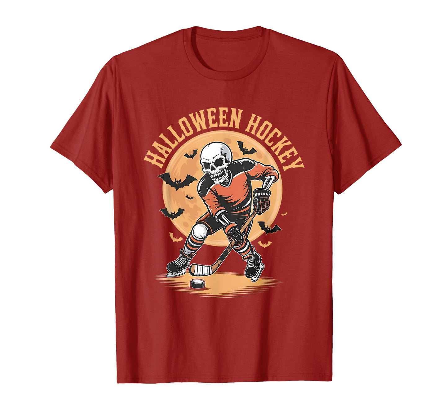Halloween Skeleton Playing Hockey Vintage Skeleton Hockey T-Shirt