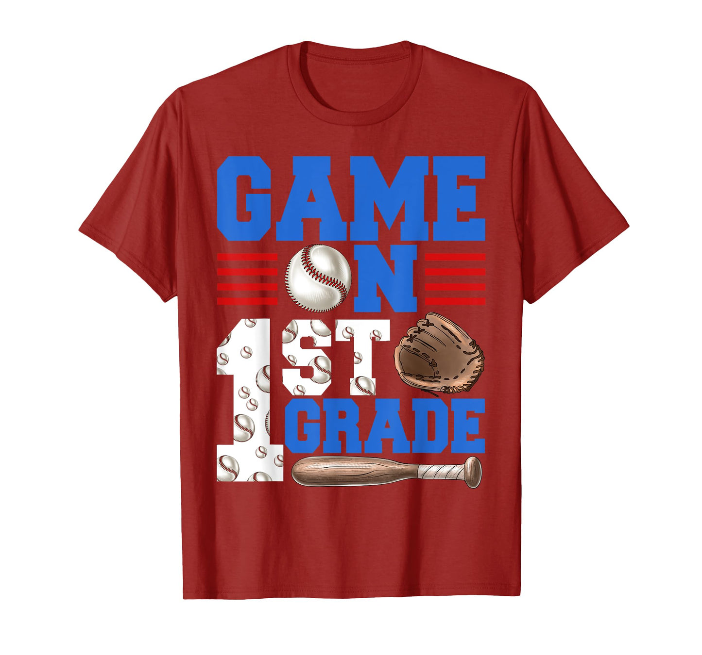 Game On 1st Grade With Baseball Player First Day Of School T-Shirt