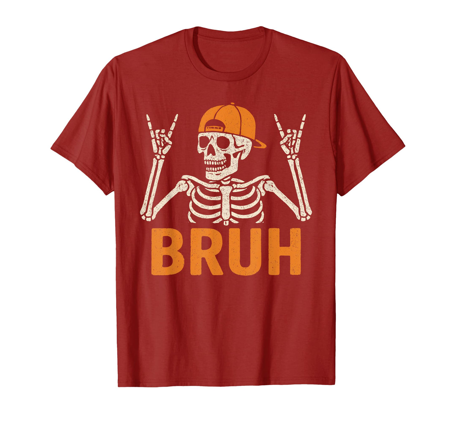 Bruh Punk Rock Skeleton Cool Rocker Halloween Men Boys Kids T-Shirt