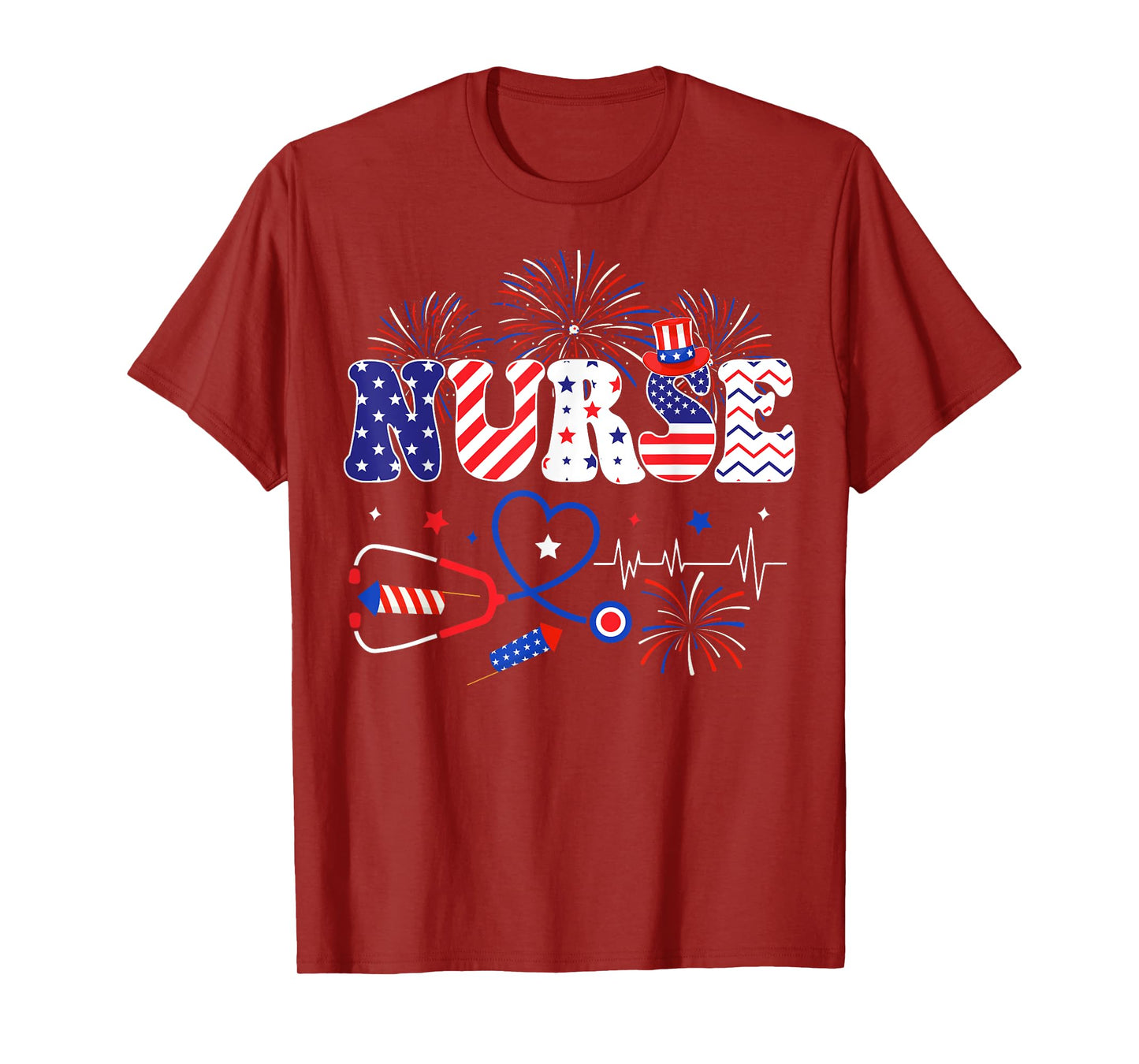 Patriotic Nurse Independence Day American Nurse 4th of July T-Shirt
