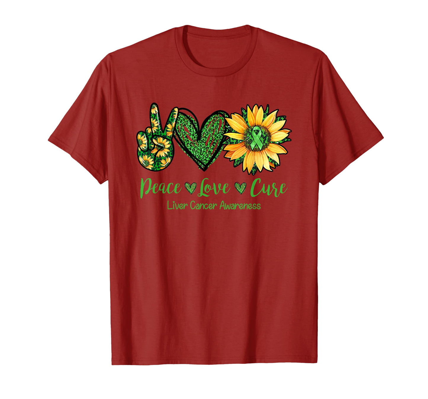 Daisy Flower Peace Love Cure Liver Cancer Awareness Month T-Shirt