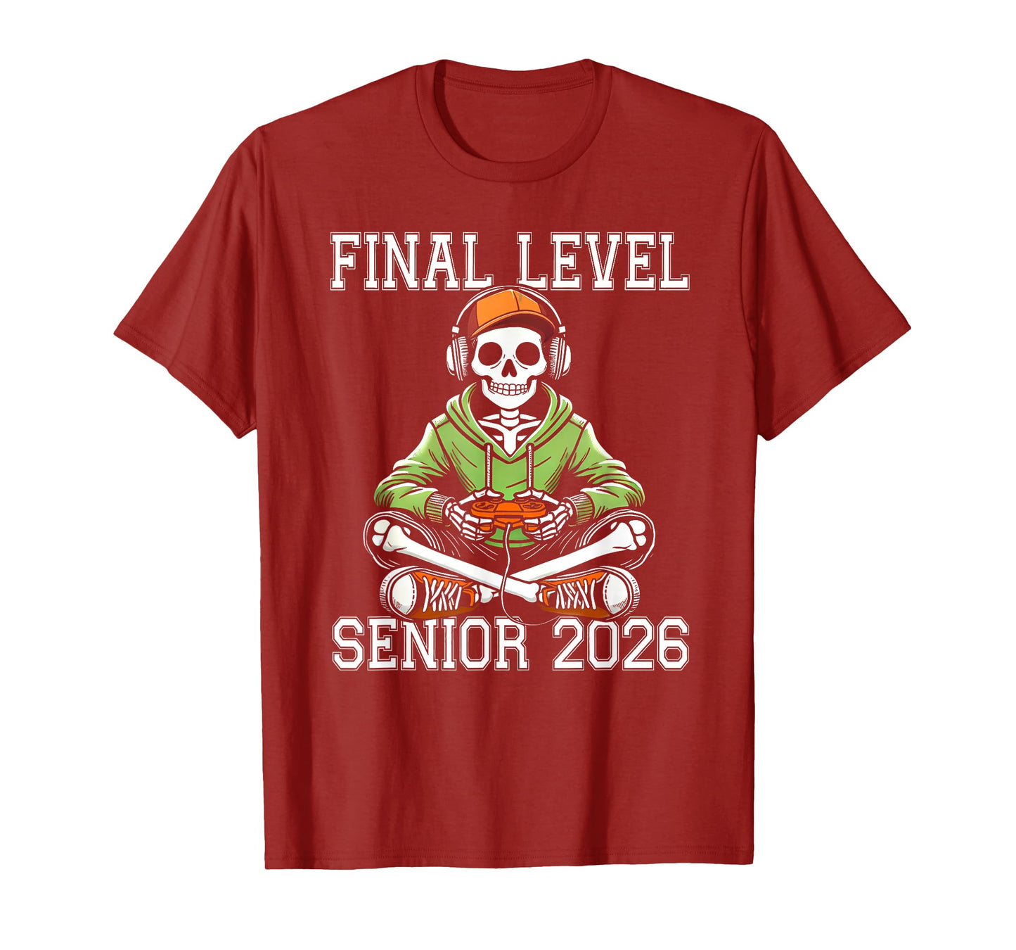 Final Level Senior 2026 Gaming Skeleton Graduation Men Boys T-Shirt
