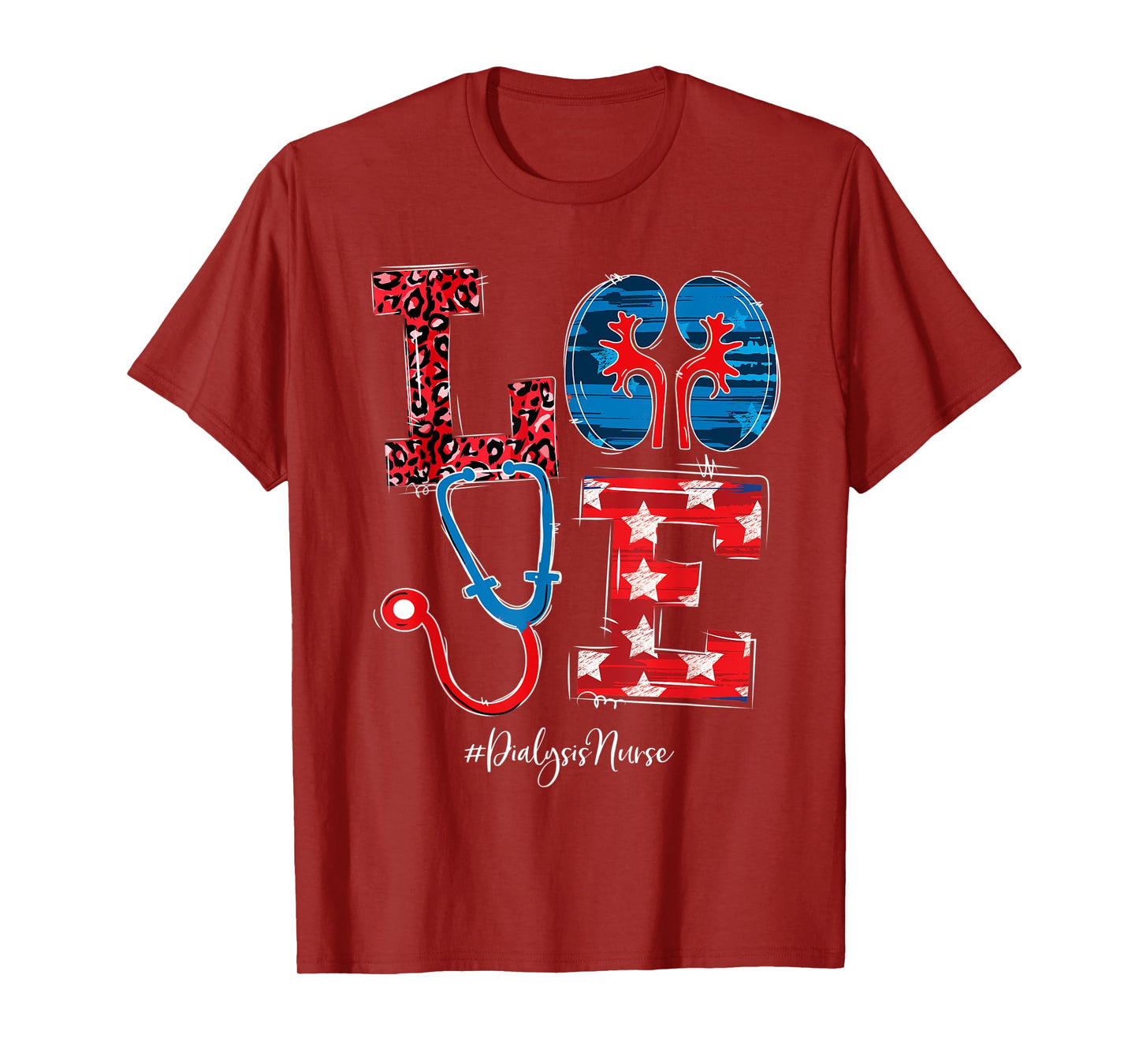 Love Dialysis Nurse Happy 4th Of July Independence Day T-Shirt for Women Men