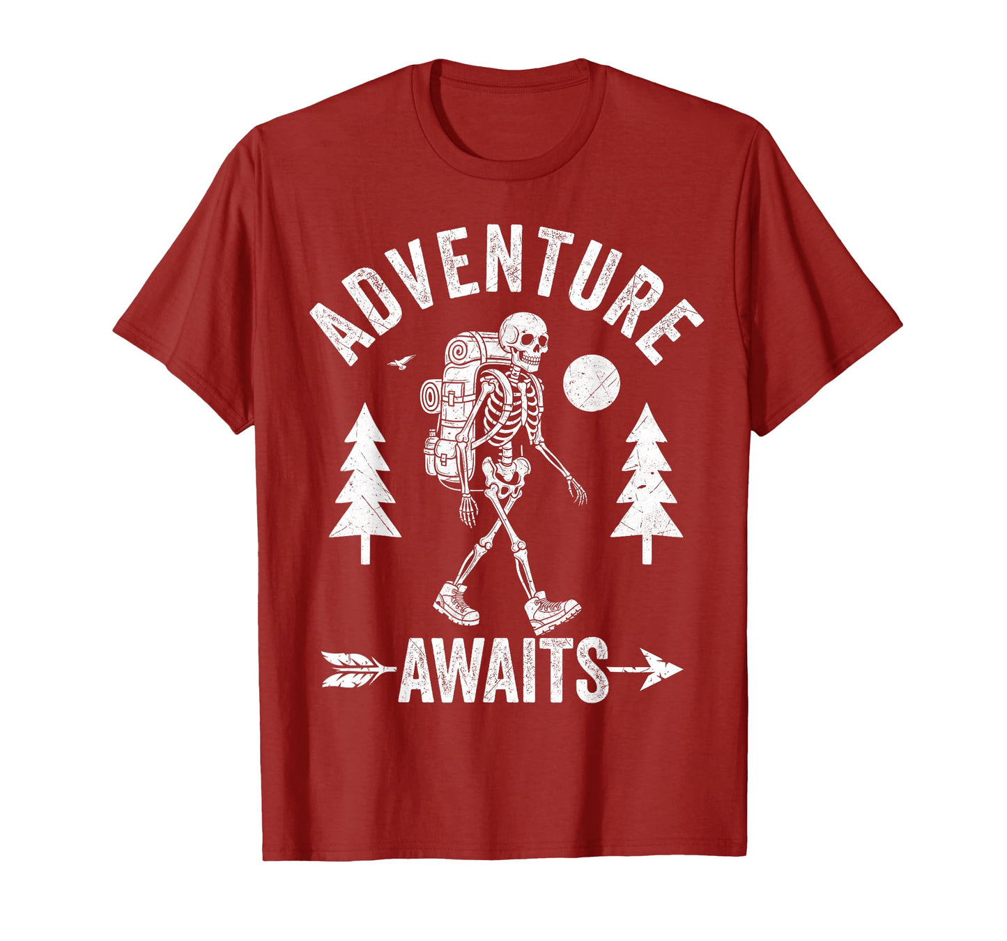 Adventure Awaits Skeleton Backpacker Spooky Halloween Hiking T-Shirt