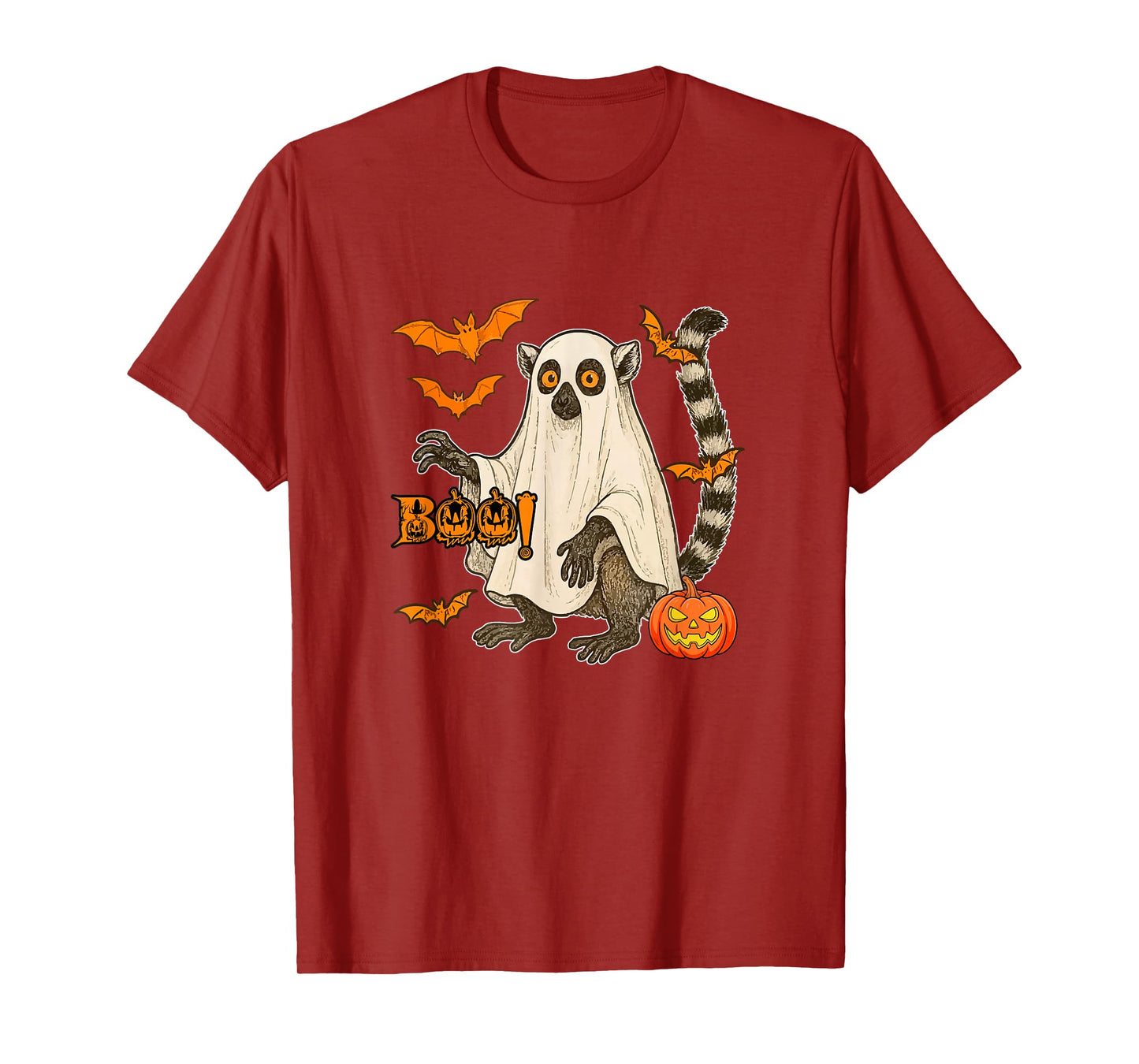 Boo Halloween Lemur Cosplay Ghost Costume Animal Lover T-Shirt