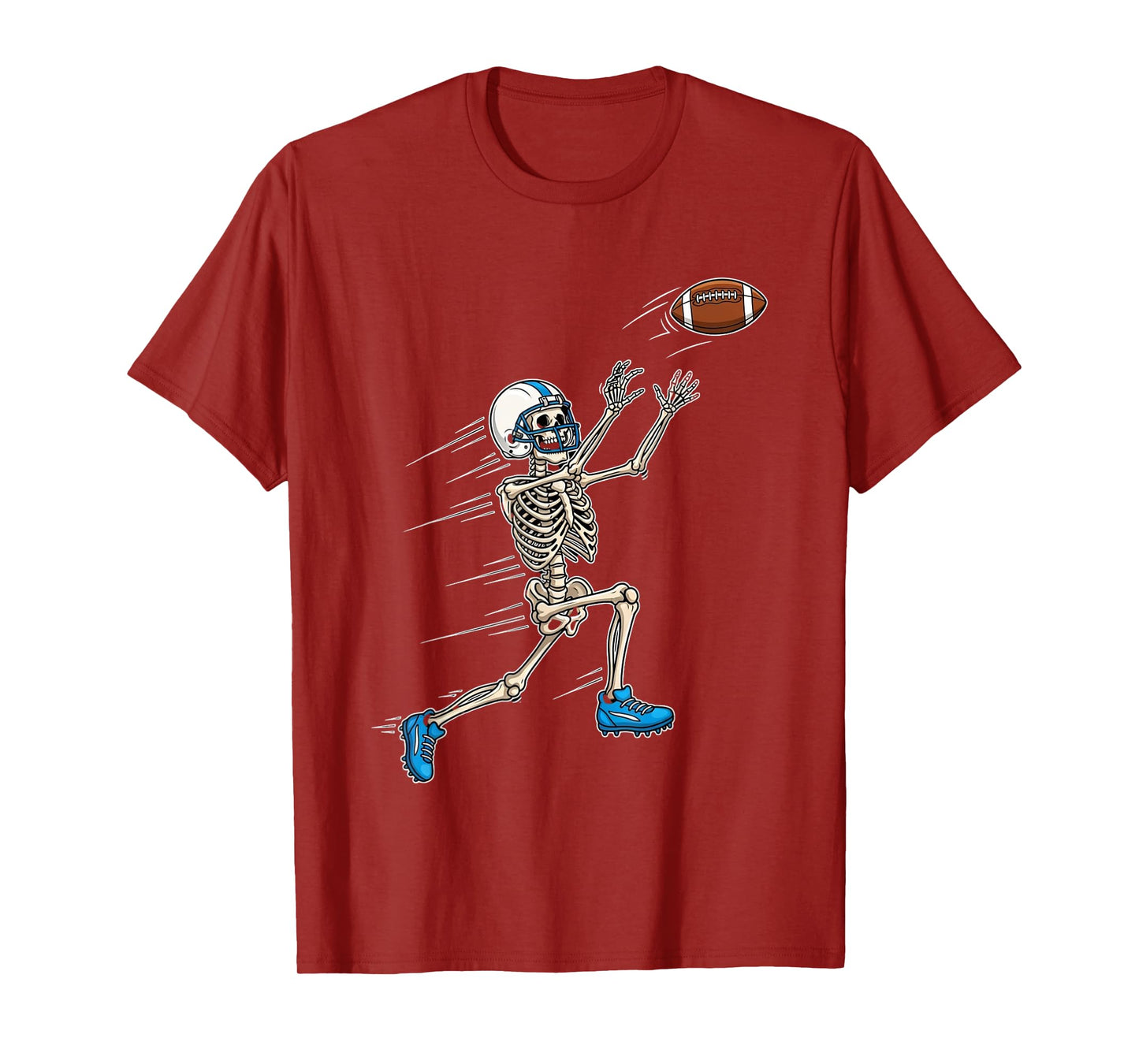 Skeleton Football Player Catching Ball Funny Spooky T-Shirt
