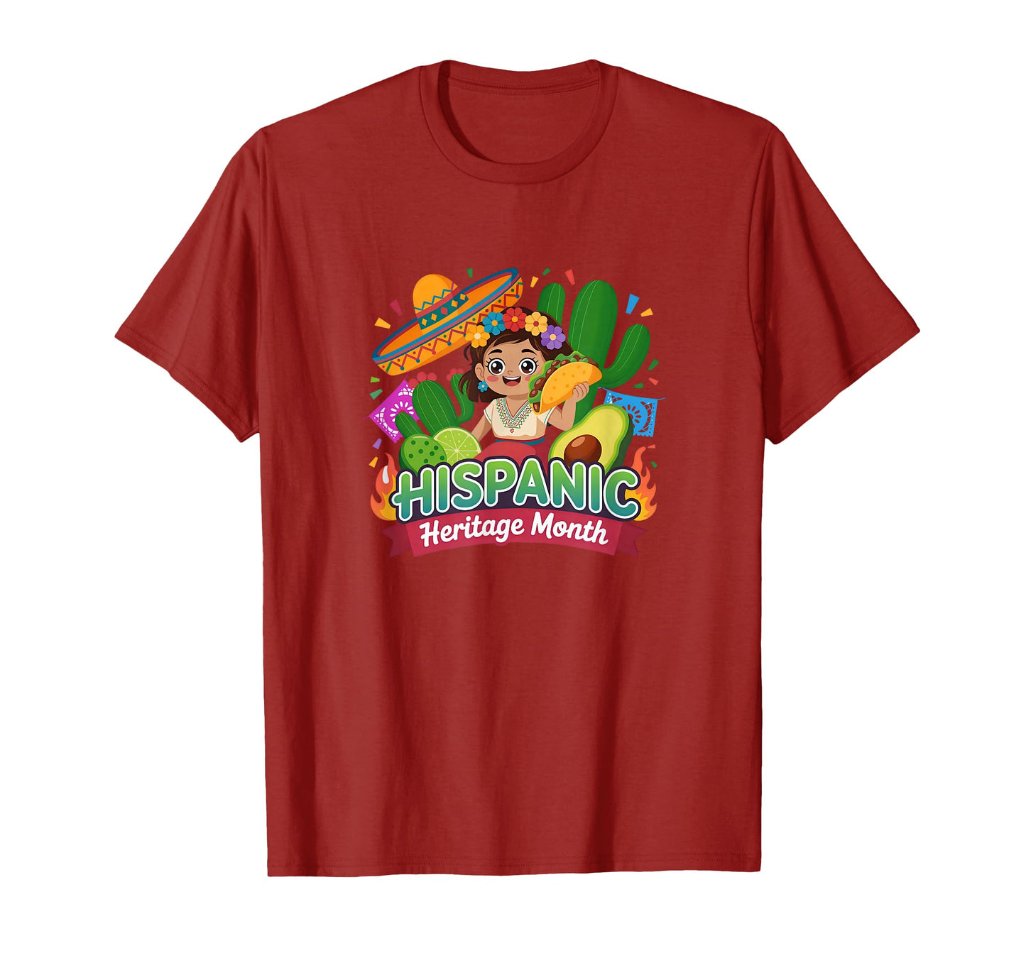 Hispanic Heritage Month Latino Culture Latina Taco Cactus T-Shirt