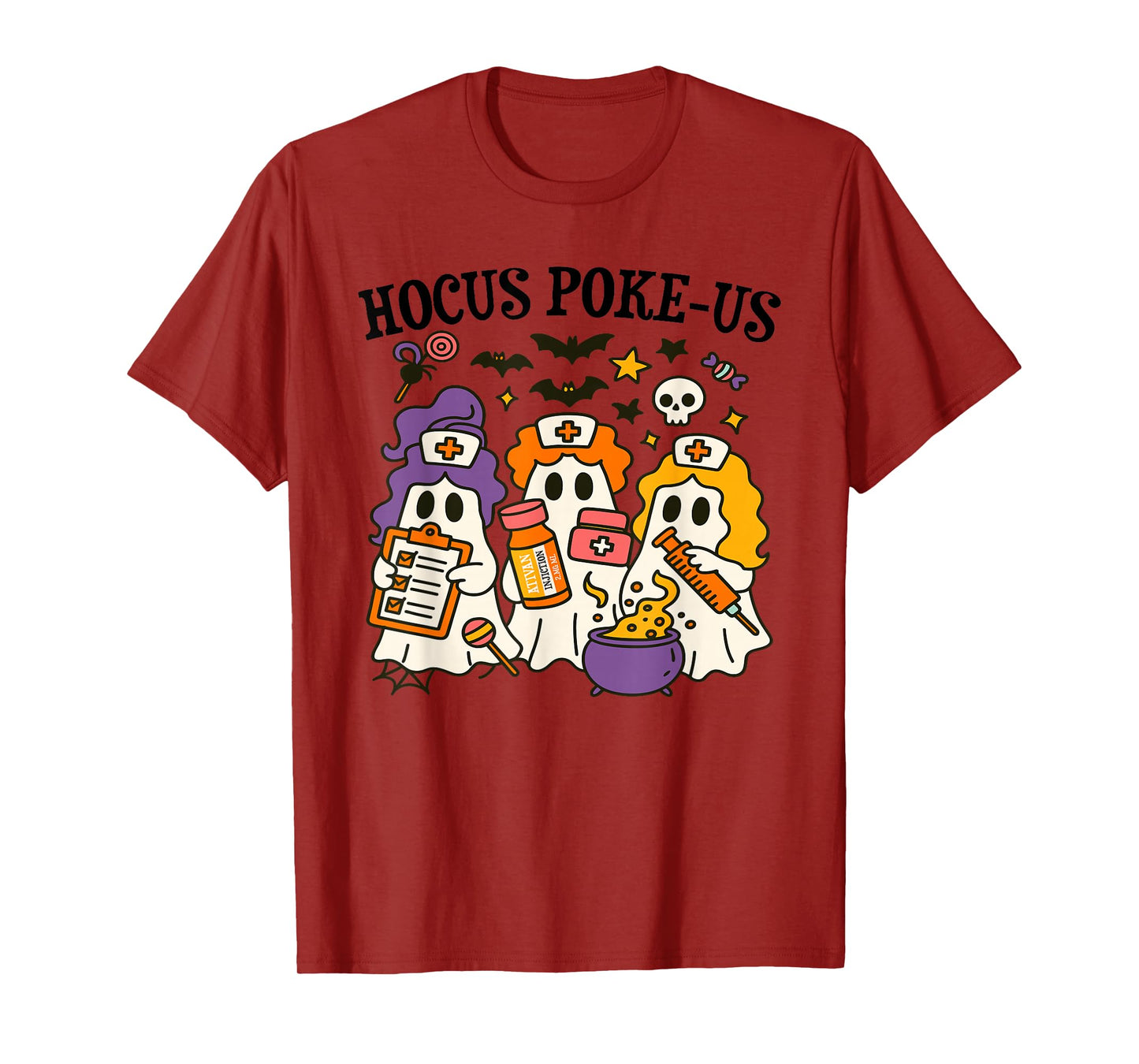 Funny Hocus Poke-us Spooky Nurse Halloween Outfit T-Shirt