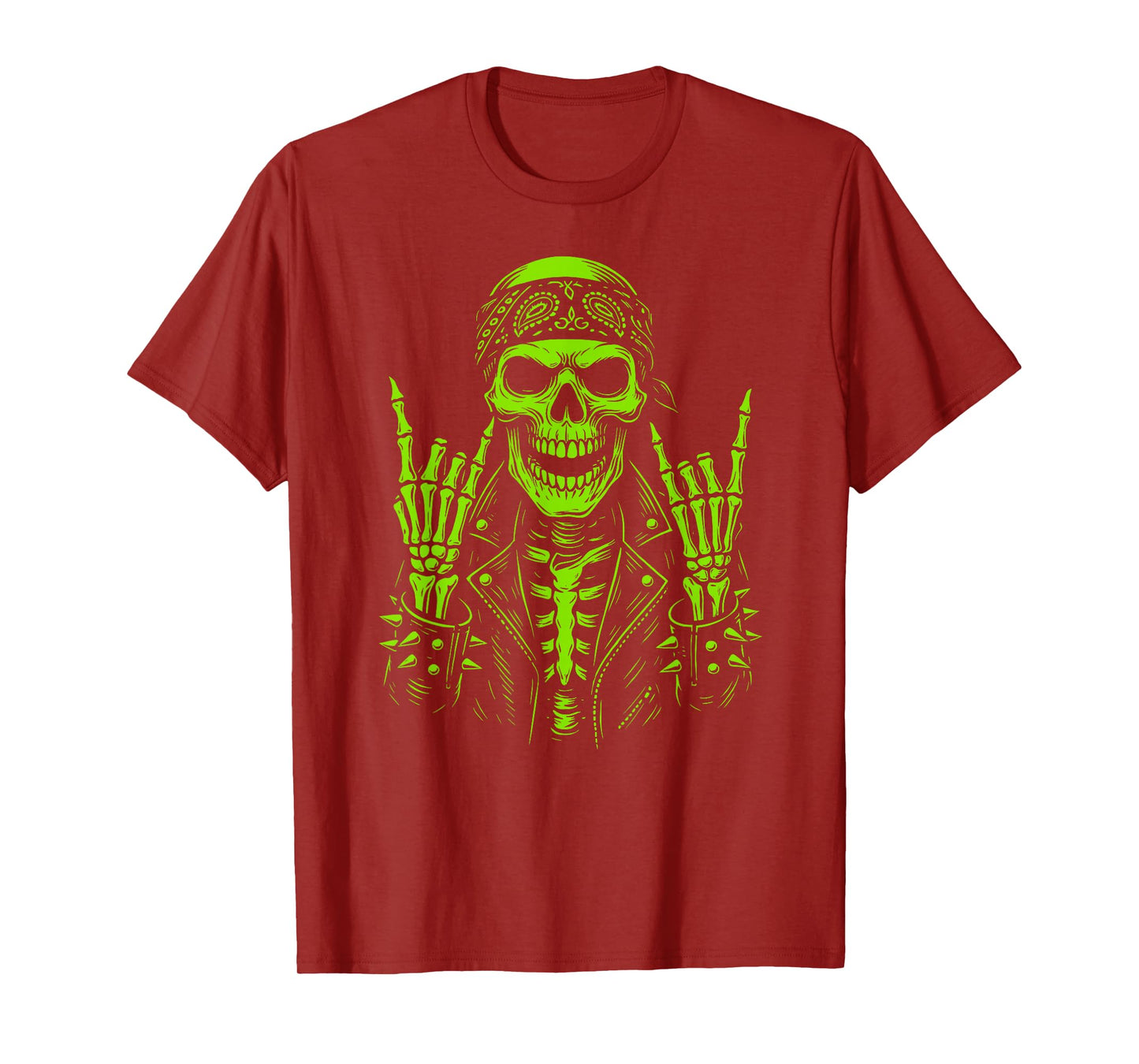 Rocker Skeleton Halloween Punk Rock Men Boys T-Shirt