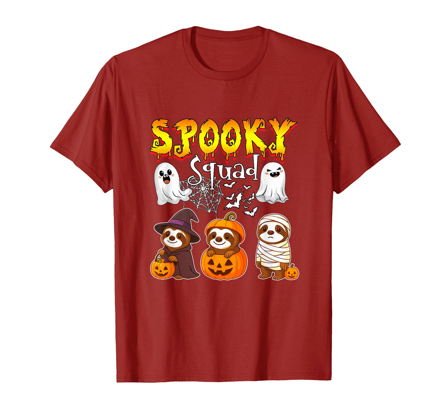 Spooky Halloween Squad Three Cute Sloths Cosplay Witch T-Shirt