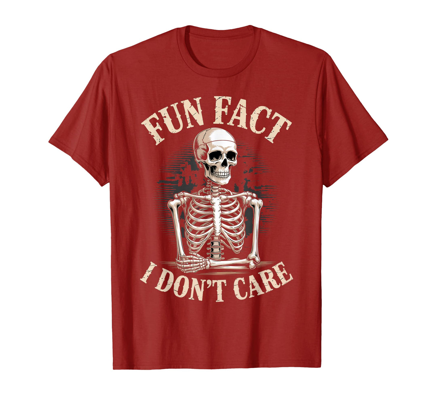 Fun Fact I Don’t Care Skull Funny Sarcastic Quote Skeleton T-Shirt