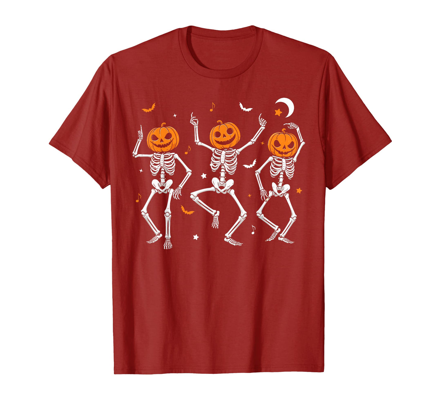 Spooky Dancing Pumpkin Head Skeletons Dance Funny Halloween T-Shirt