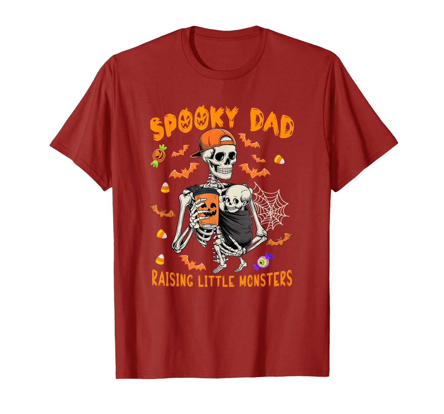 Spooky Dad Raising Halloween Monsters Funny Joke Skeletons T-Shirt