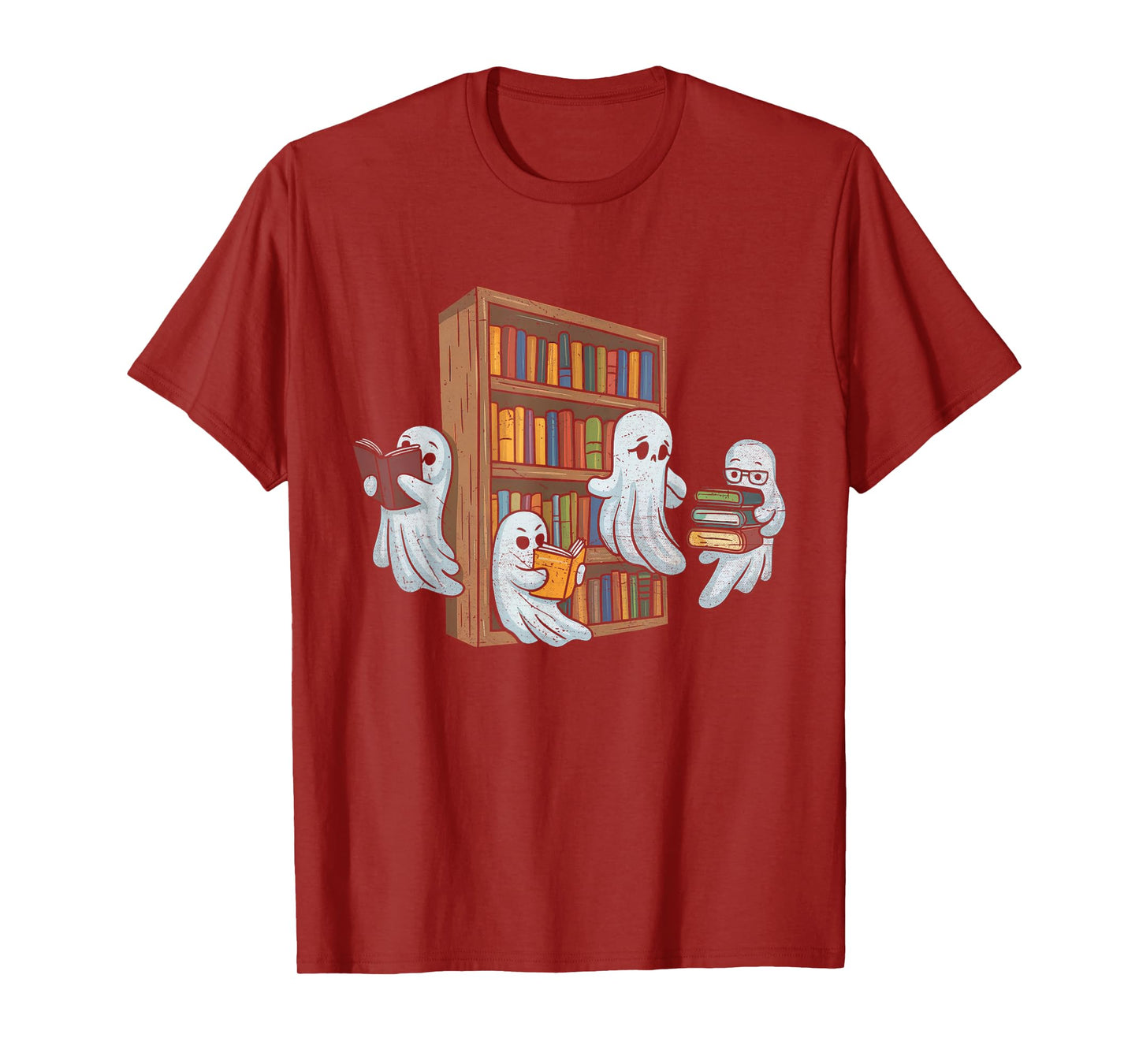 Ghosts Reading Books Teacher Halloween Librarian Book Lover T-Shirt