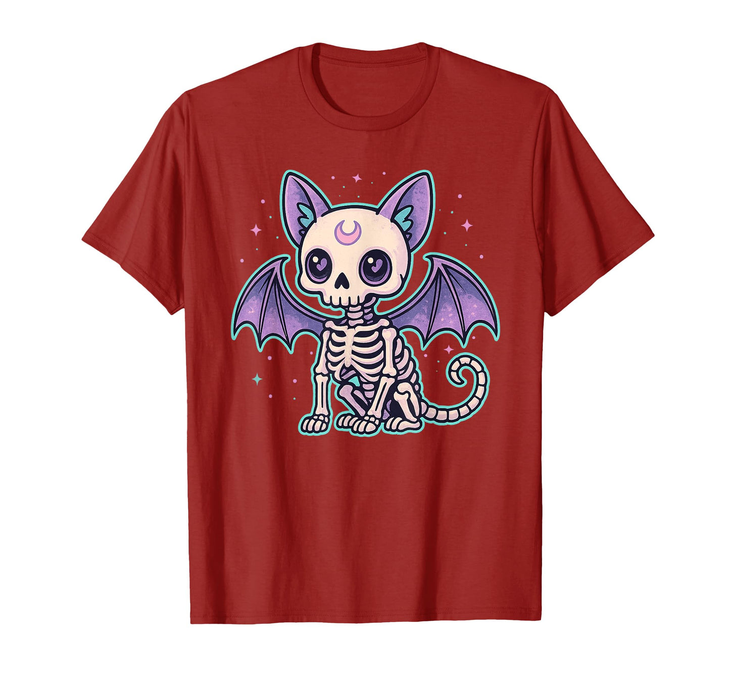 Kawaii Pastel Goth Cute Cat Bat Skeleton Halloween Kids T-Shirt