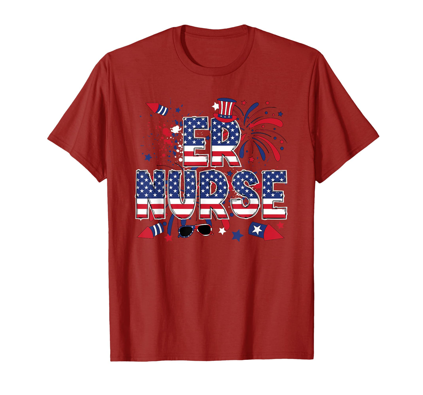 4th Of July Emergency Nurse American Flag ER Nurse T-Shirt